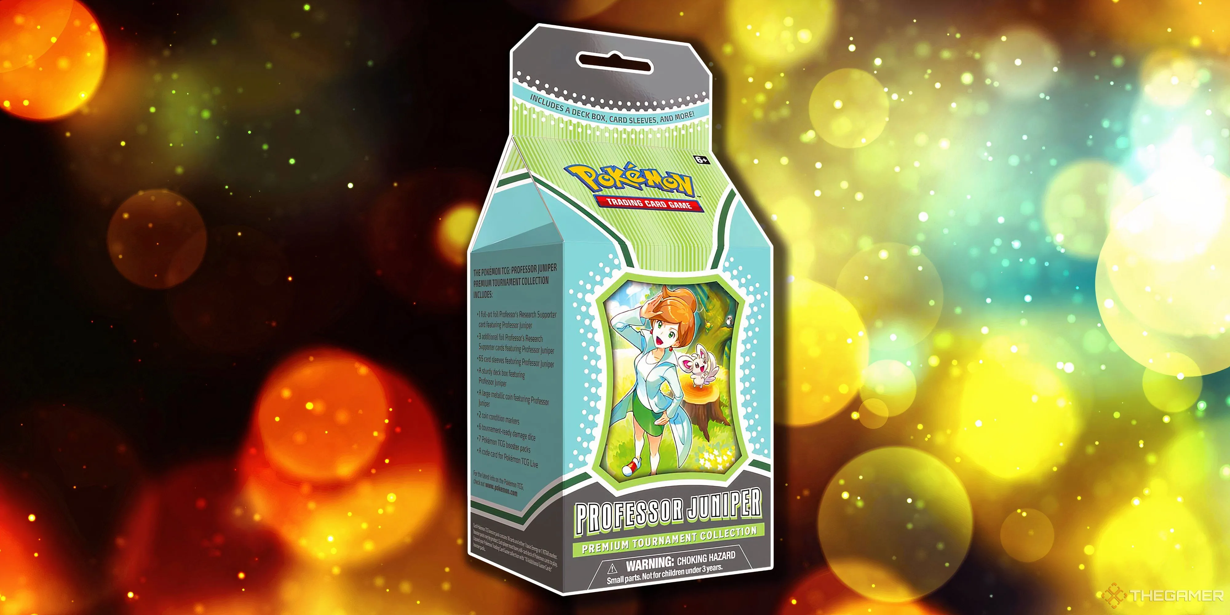 Hộp Premium Tournament Collection Giáo sư Juniper, biểu tượng của sự tiên phong giới tính và tri thức trong lịch sử các giáo sư Pokémon.