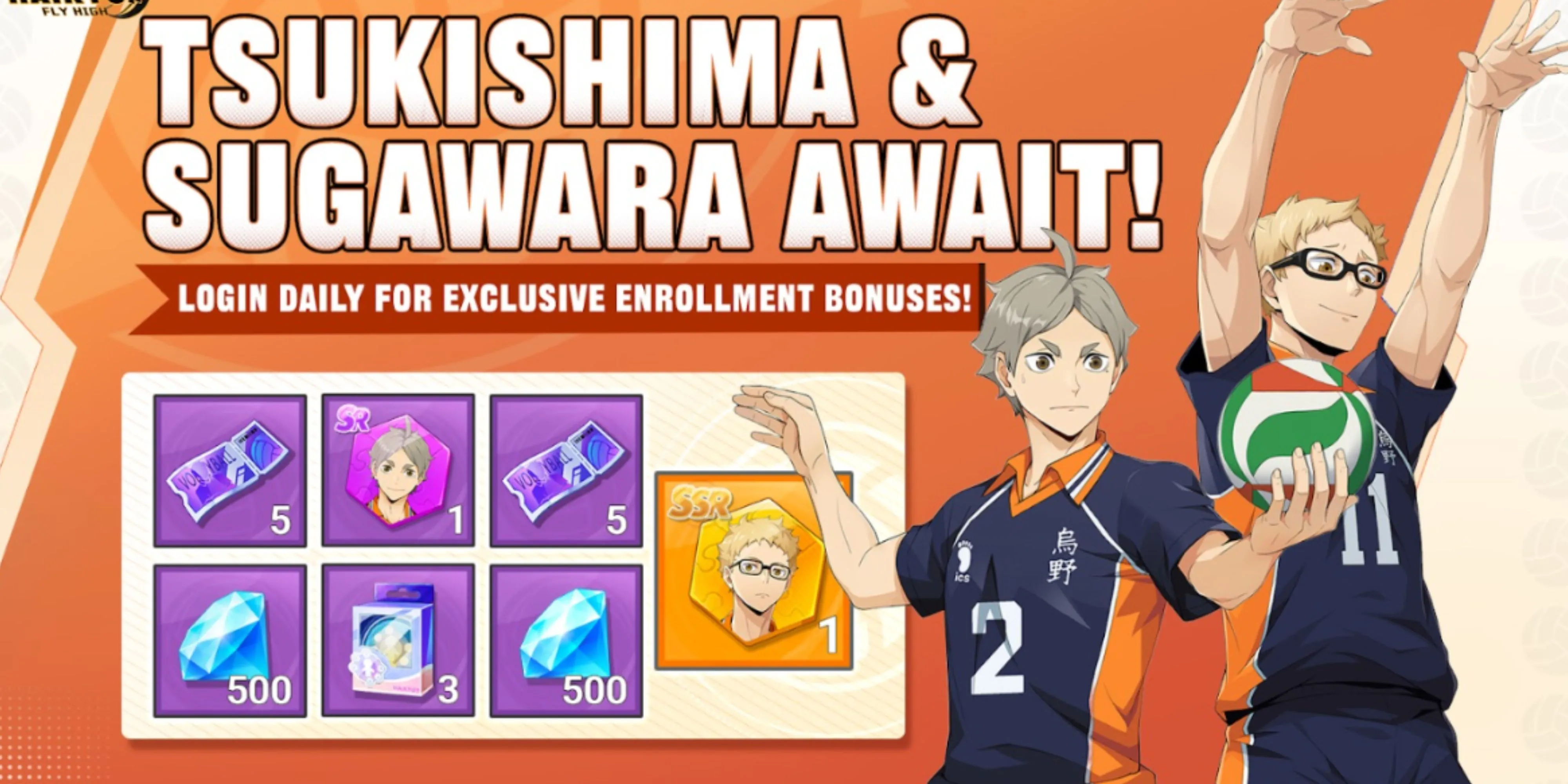Kei Tsukishima và Koshi Sugawara: Biểu tượng chiến thuật trong game Haikyuu Fly High