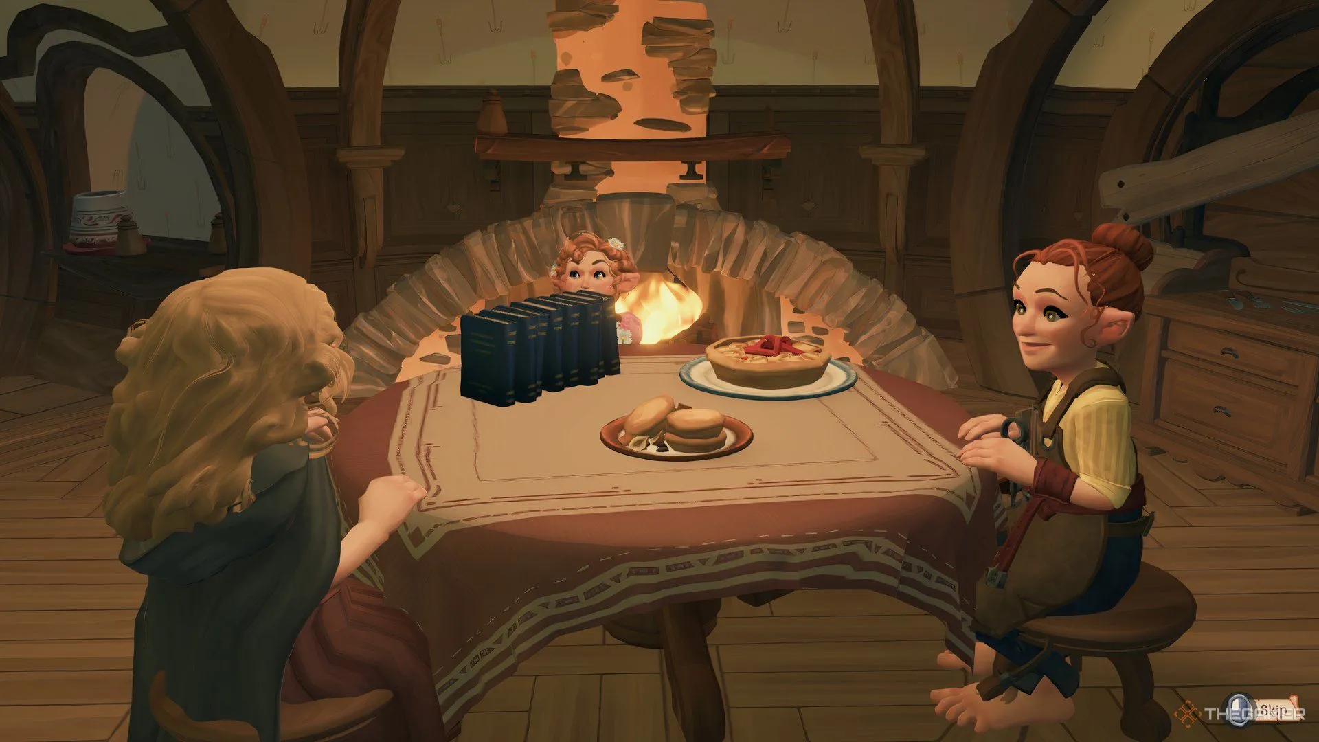 Một bữa ăn chung đang diễn ra trong Tales of the Shire, thể hiện truyền thống ẩm thực và sự gắn kết cộng đồng của người Hobbit.