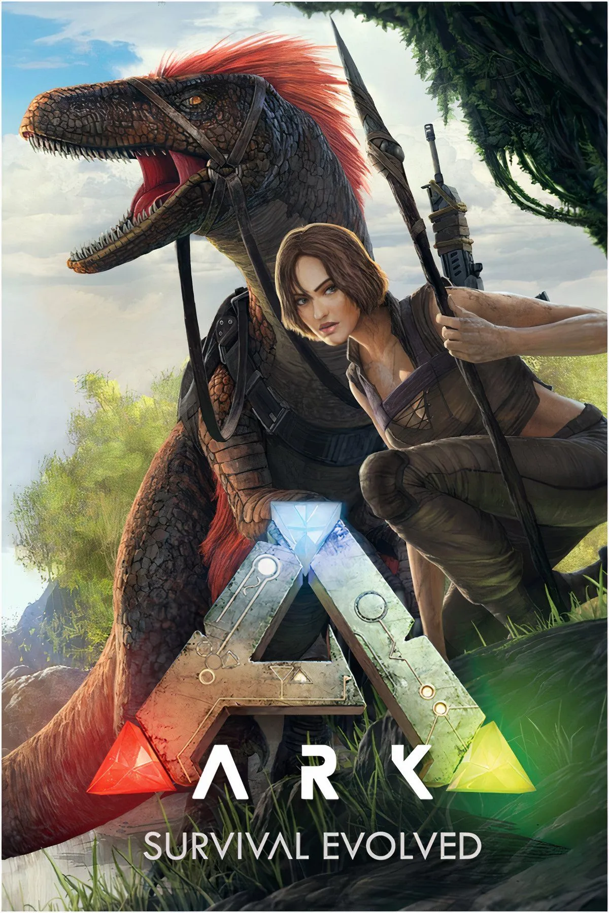 Người chơi cưỡi khủng long T-Rex trong ARK: Survival Evolved, minh họa sự kết hợp giữa sinh tồn nguyên thủy và yếu tố quản lý sinh vật phức tạp