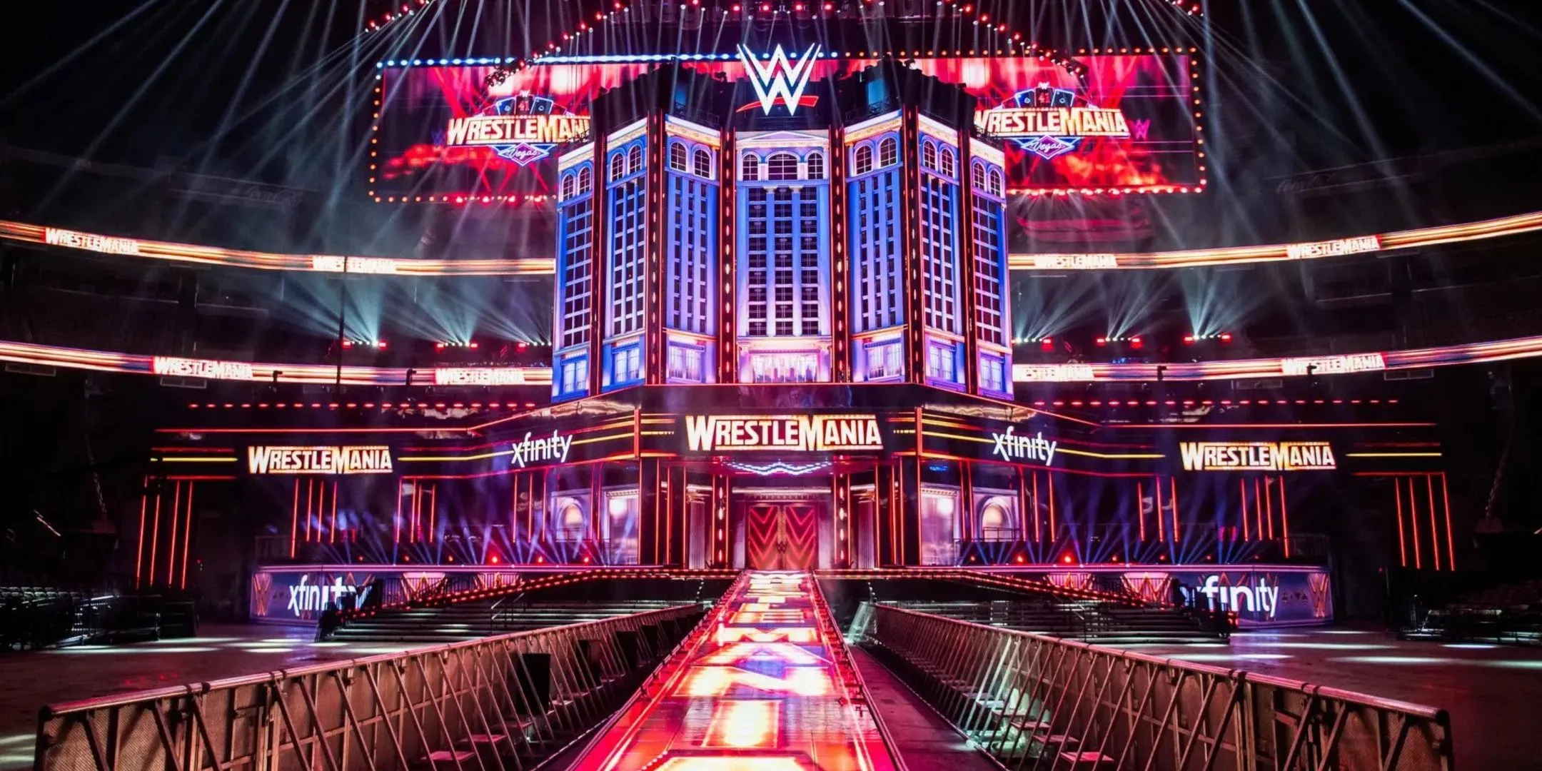 Toàn cảnh sân khấu Wrestlemania 41, nơi những huyền thoại WWE như Hulk Hogan có thể được vinh danh trong Showcase Mode của WWE 2K.