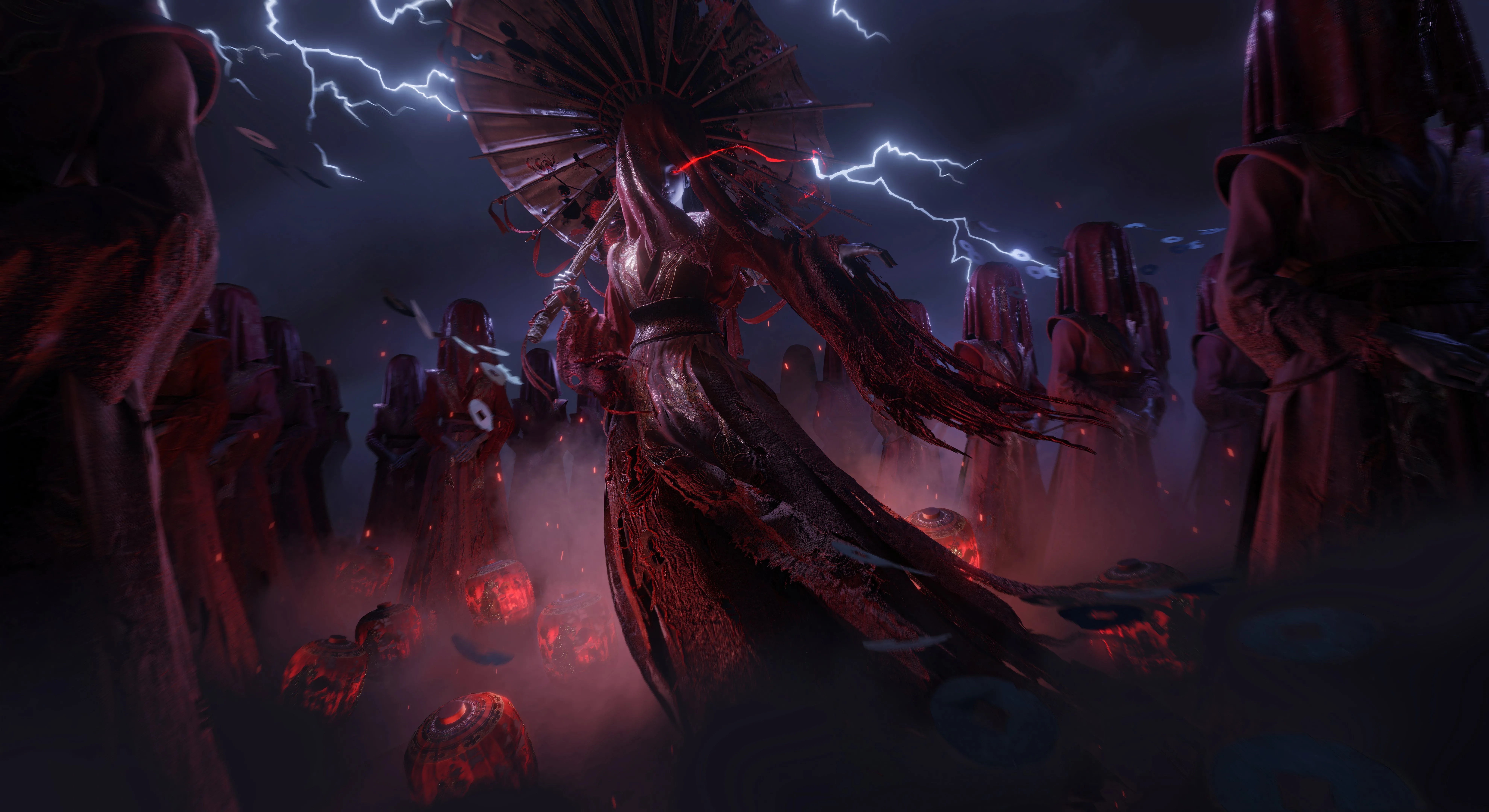 Trùm cuối Ghost Noble trong game Where Winds Meet đang chiến đấu