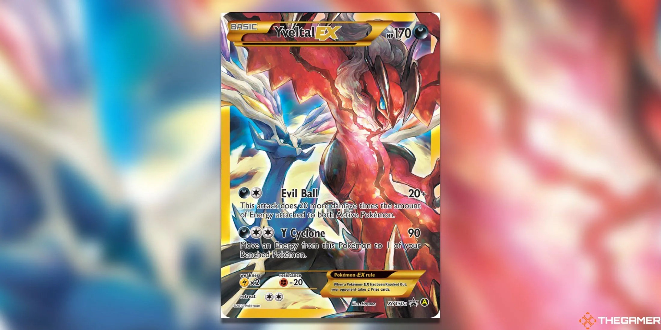 Yveltal EX Alternate Art Promo thể hiện sự đối lập mạnh mẽ với Xerneas, đại diện cho vòng tuần hoàn sinh tử trong vũ trụ Pokémon.