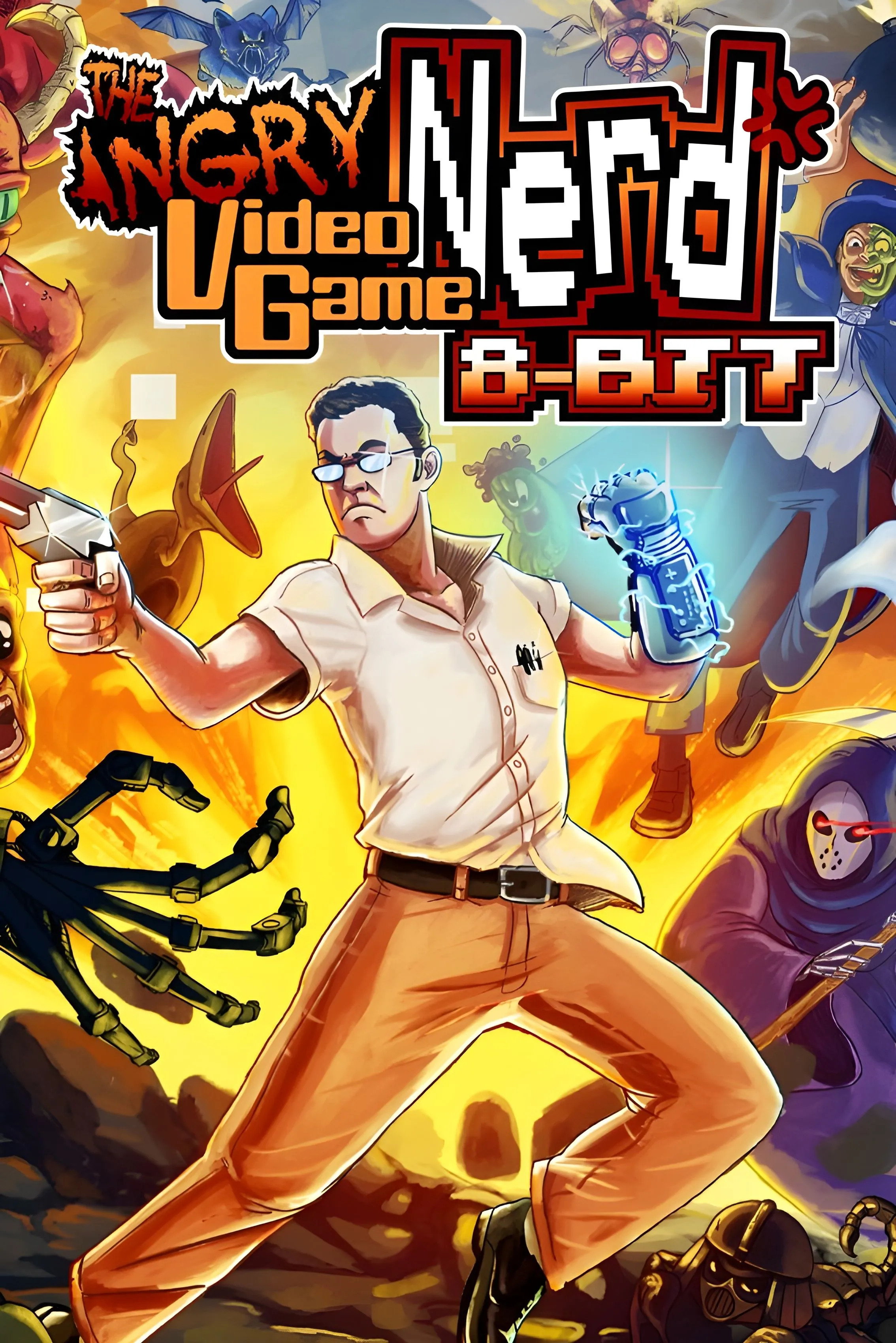 Ảnh bìa Angry Video Game Nerd 8-Bit với phong cách 8-bit và logo AVGN