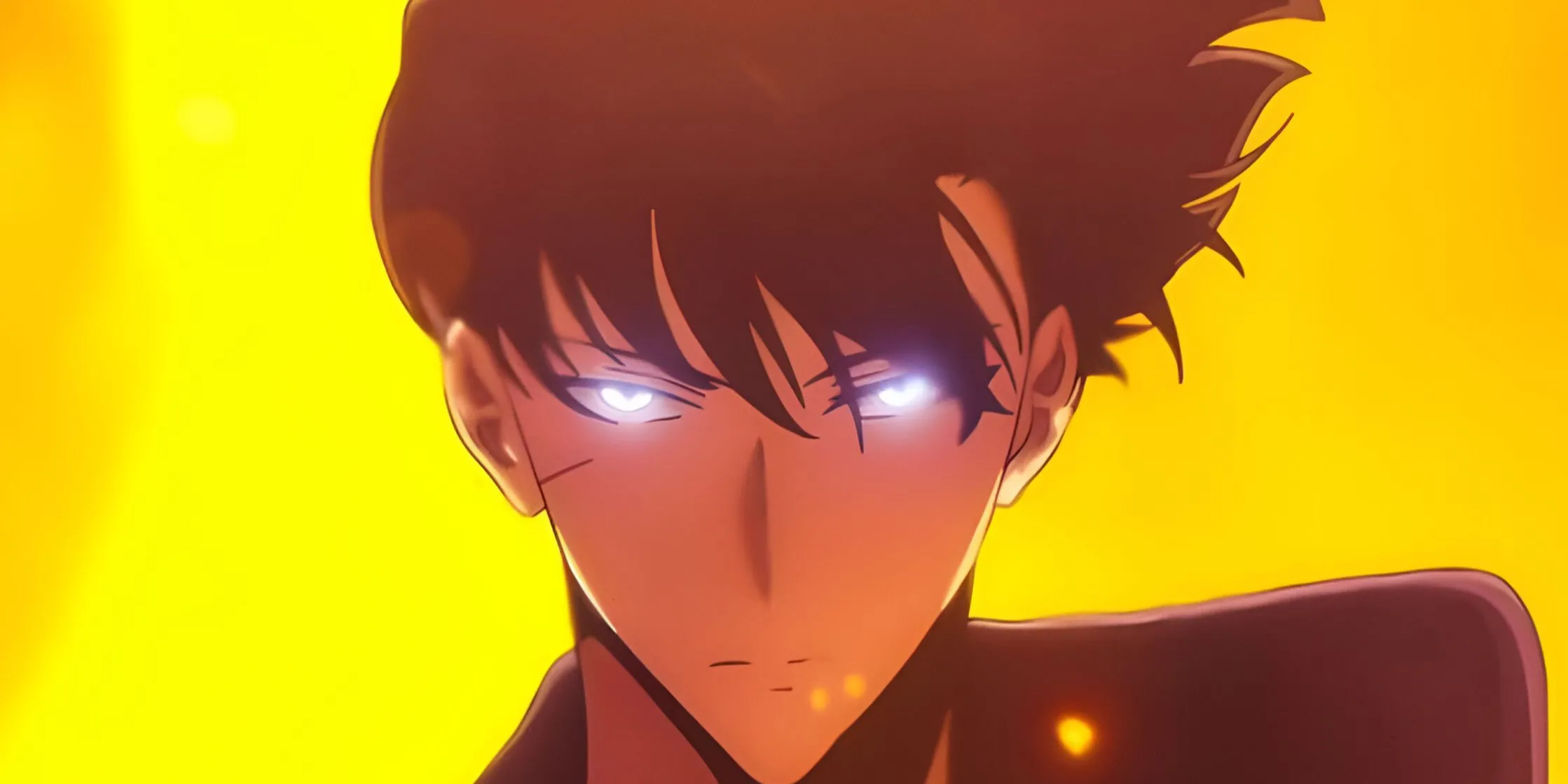 Áp phích Solo Leveling với ánh mắt phát sáng của Jinwoo