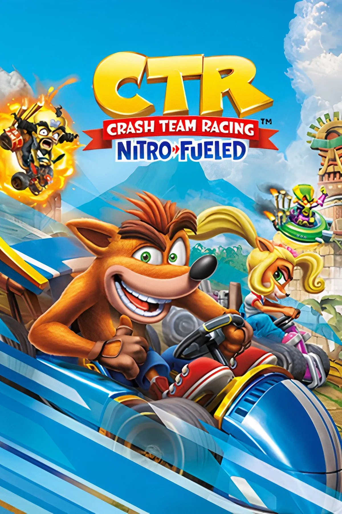 Bìa Crash Team Racing: Nitro-Fueled với xe đua màu sắc