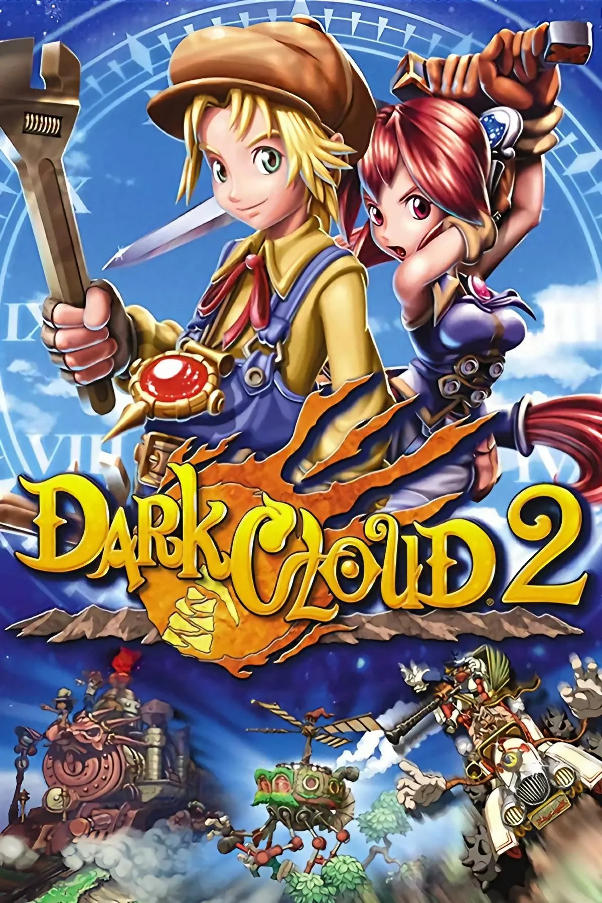 Bìa Dark Cloud 2, biểu tượng sáng tạo Level-5 trên PS2