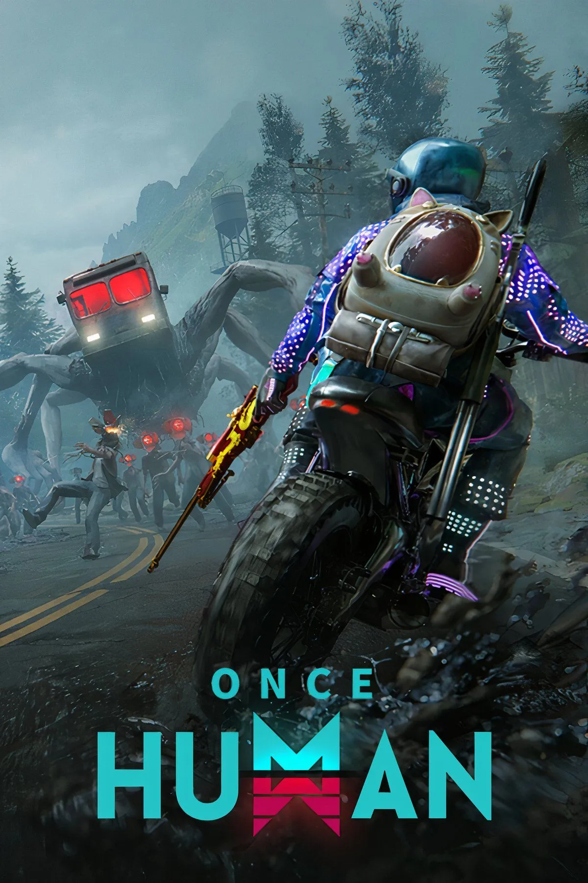 Bìa Once Human: cảnh thế giới đột biến, nhân vật scavenger và sinh tồn trong không gian bị ô nhiễm