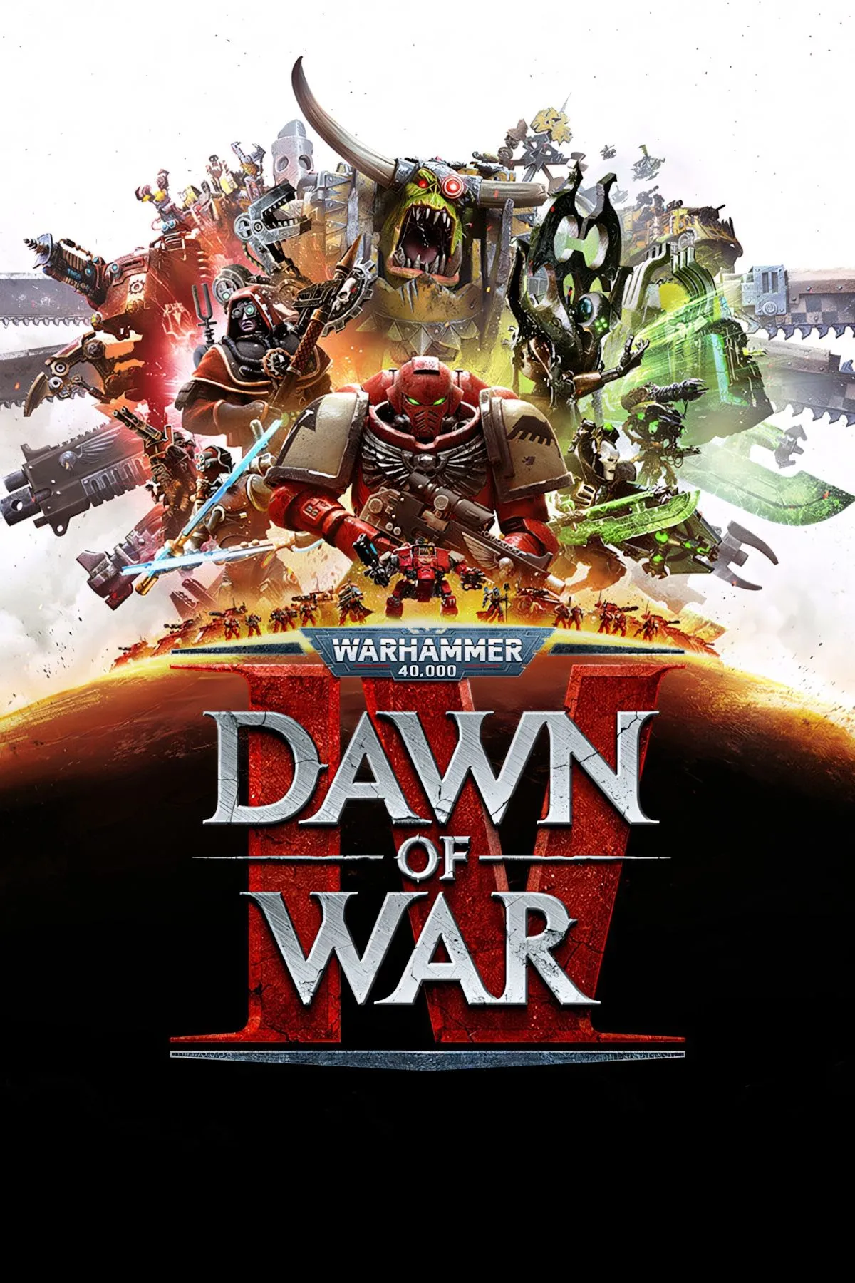 Bìa Warhammer 40,000 Dawn of War IV — xung đột chiến thuật trong vũ trụ grimdark