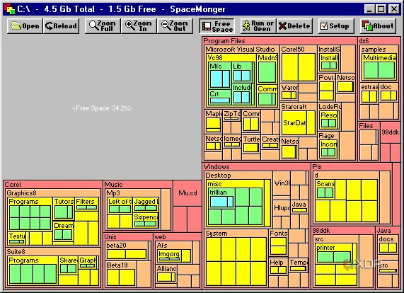 Biểu tượng SpaceMonger — công cụ hiển thị trực quan dung lượng ổ đĩa theo khối bản đồ