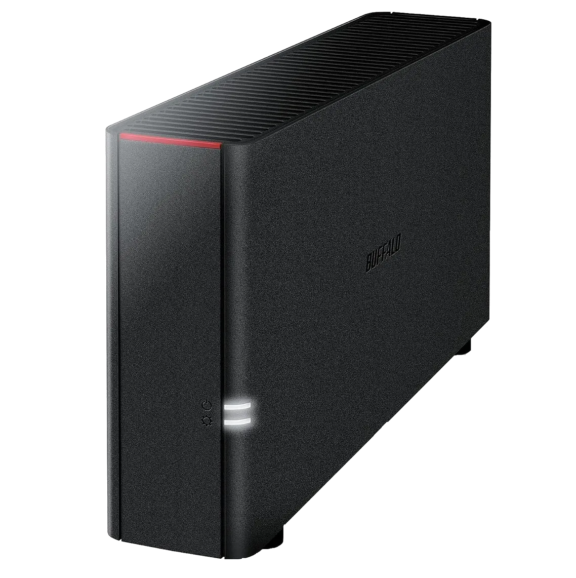 Bộ NAS Buffalo LinkStation 210 màu trắng, thiết kế nhỏ gọn phù hợp đặt trong phòng chơi game gia đình