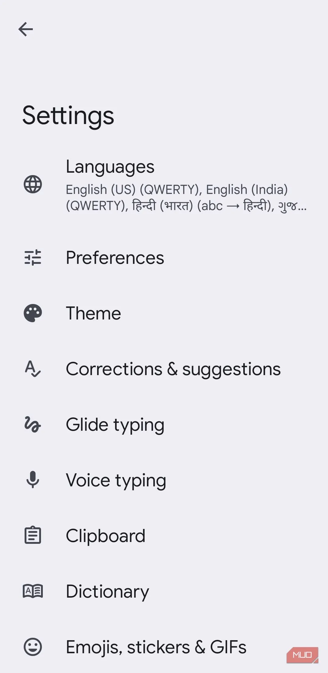 Cài đặt Gboard trên Android cho phép bật/tắt Auto-correct và gợi ý từ