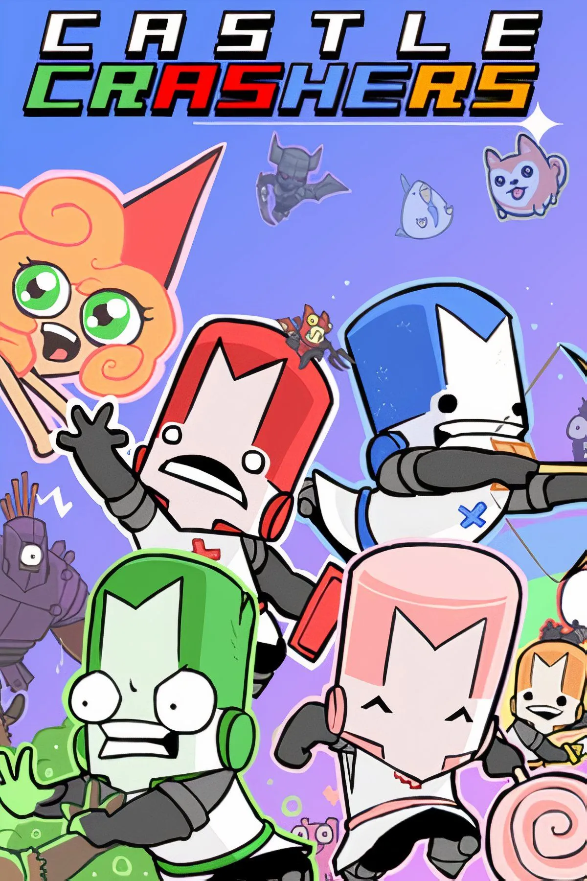 Castle Crashers cover art, phong cách hoạt hình phù hợp co-op 4 người