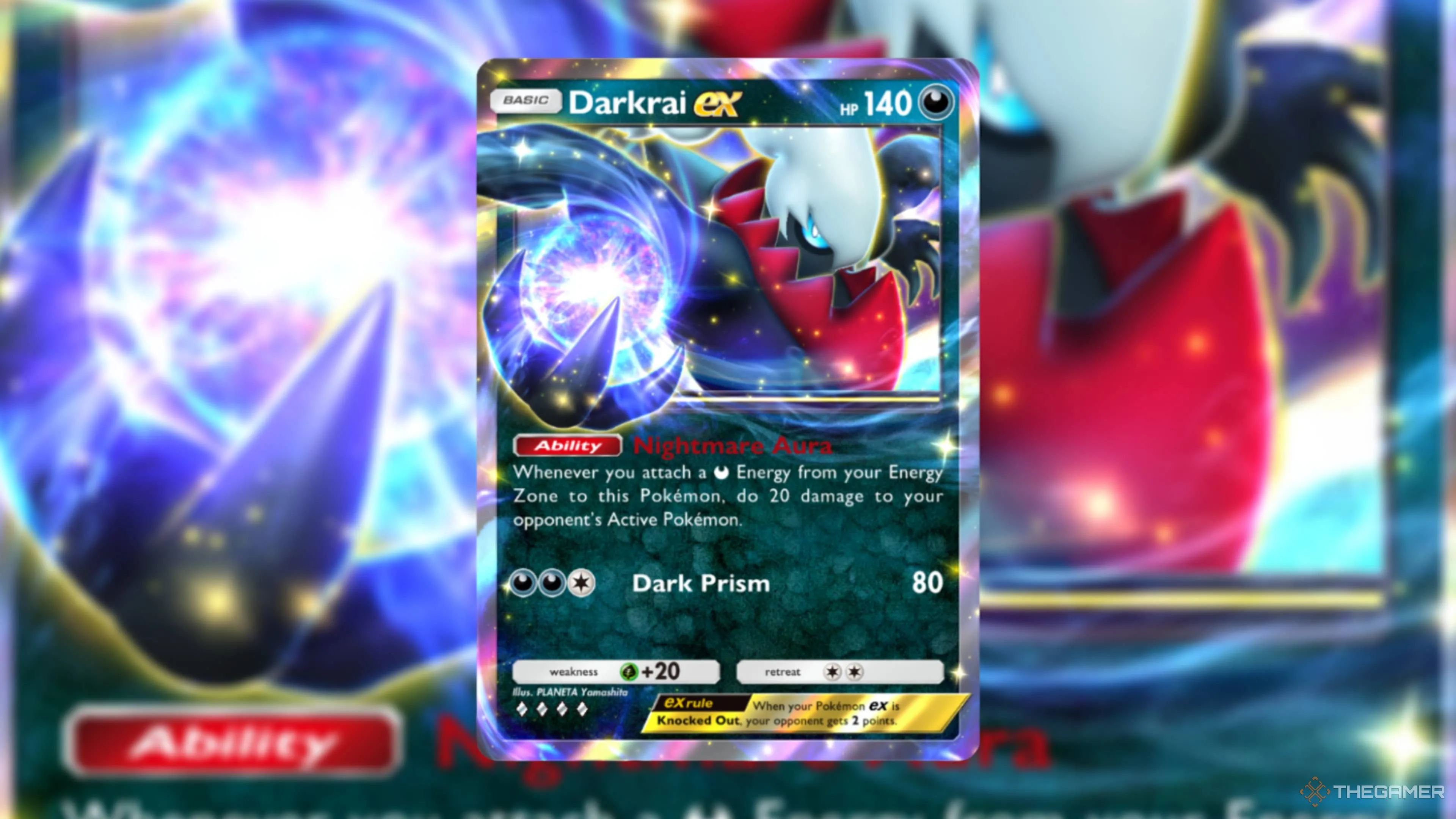 Darkrai ex trong Pokemon TCG Pocket — ví dụ thẻ rút từ Deluxe sẽ được ghi nhận hồi tố vào card dex gốc sau bản cập nhật.