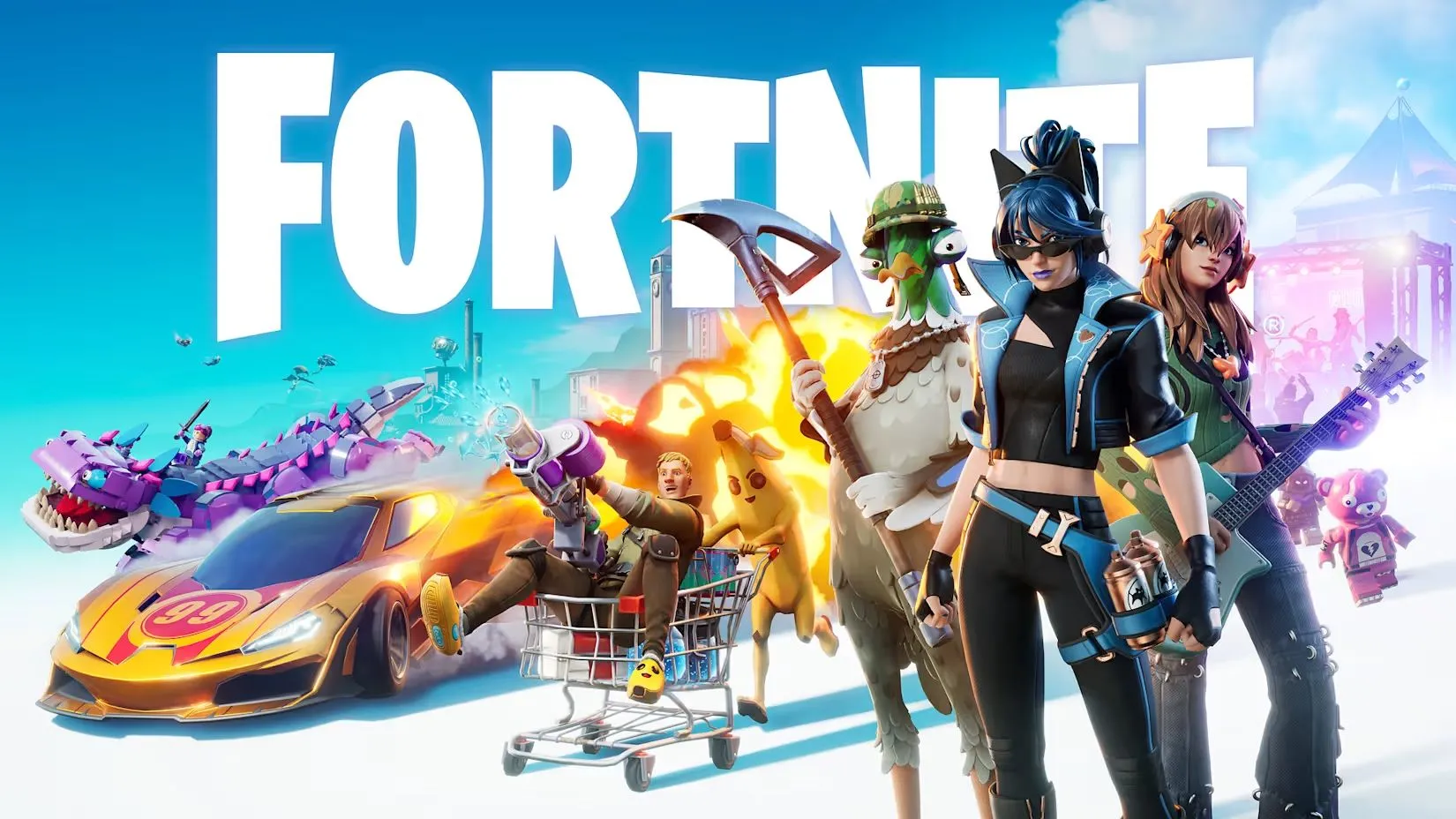 Fortnite press image with character variety reflecting cross-media trends