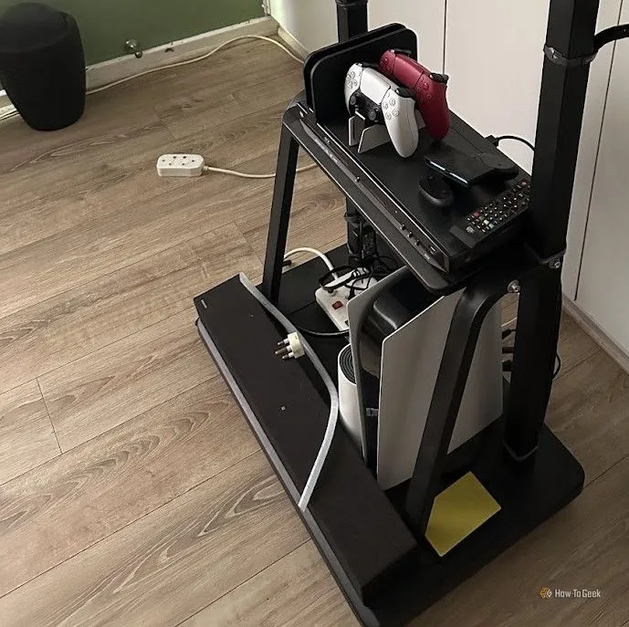 Giá AV di động không có TV, minh họa giải pháp lưu trữ soundbar