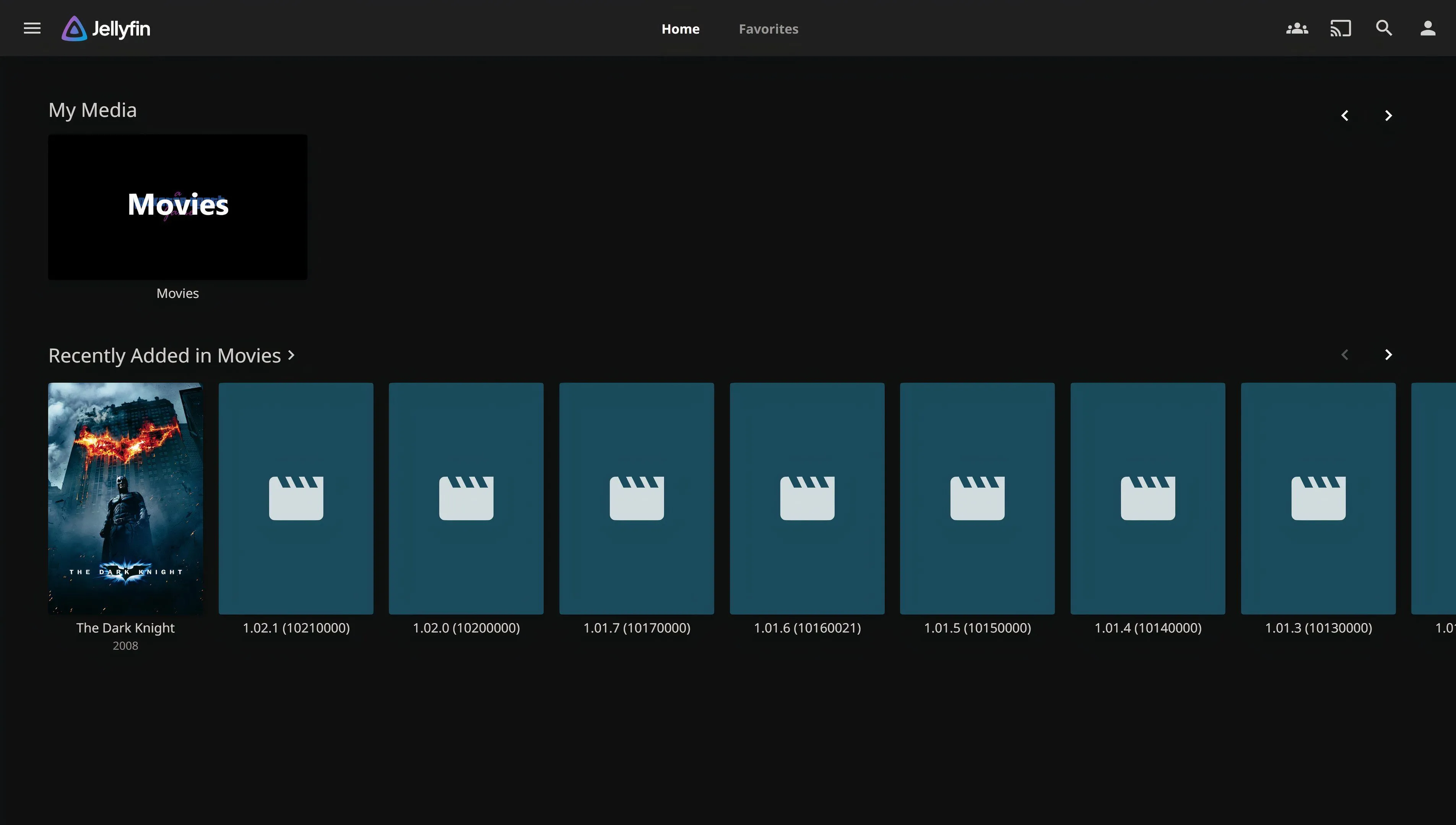 Giao diện Jellyfin hiển thị phim The Dark Knight và danh sách tập trong thư viện media tự host