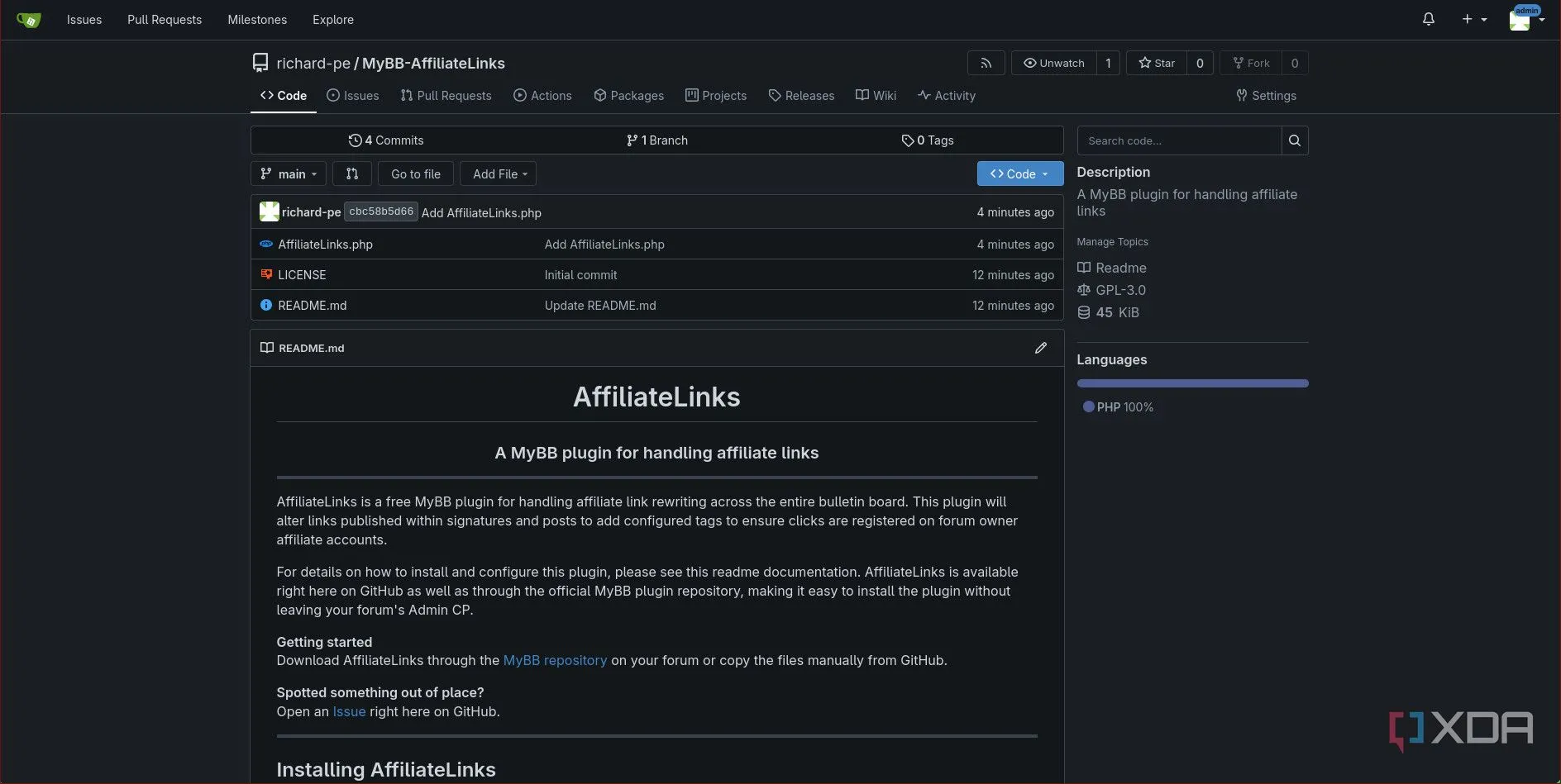 Giao diện kho lưu trữ Gitea với danh sách repository và issue, minh họa self-hosted git