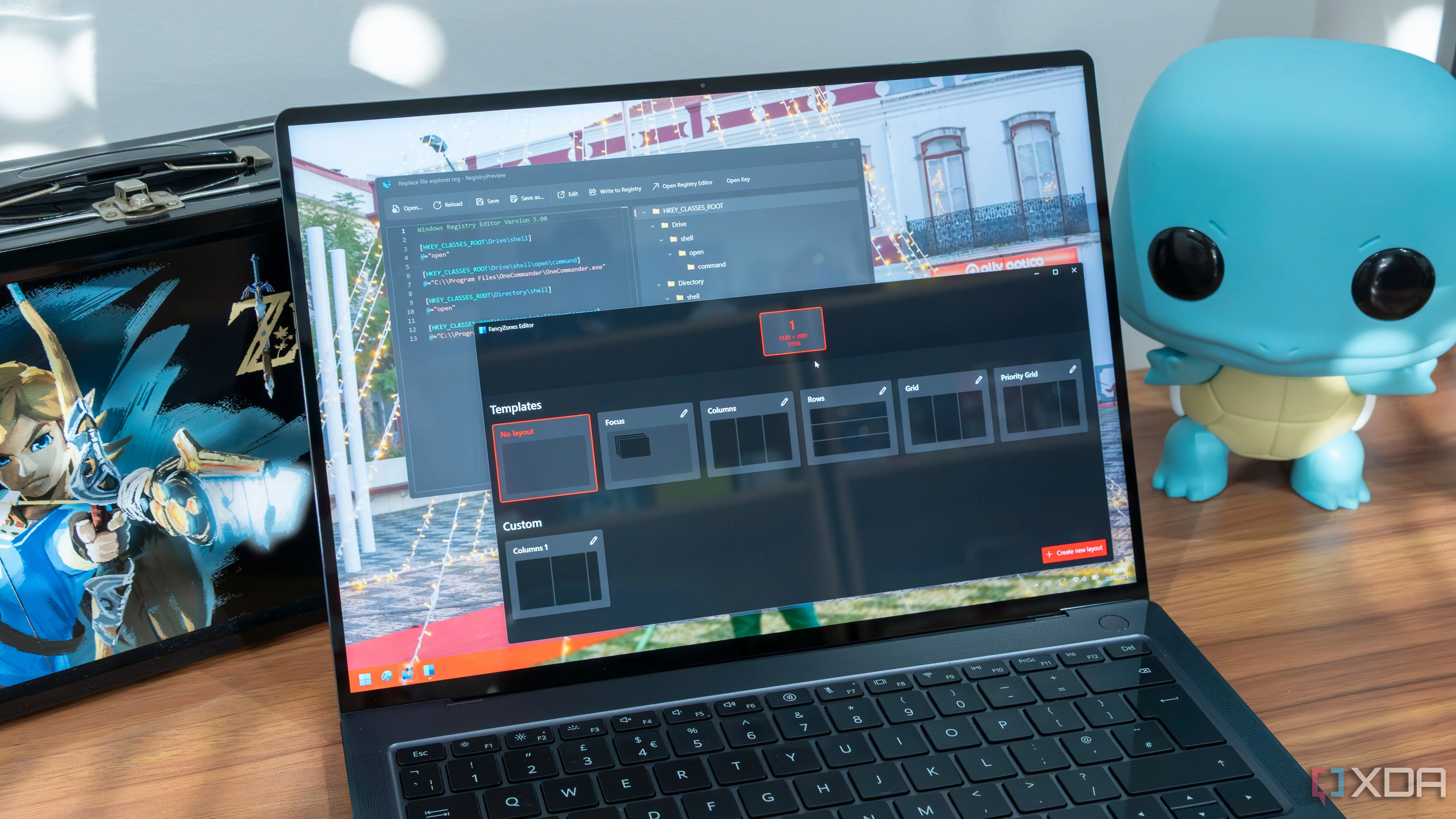 Giao diện PowerToys trên Windows 11, hiển thị phần Registry preview và FancyZones