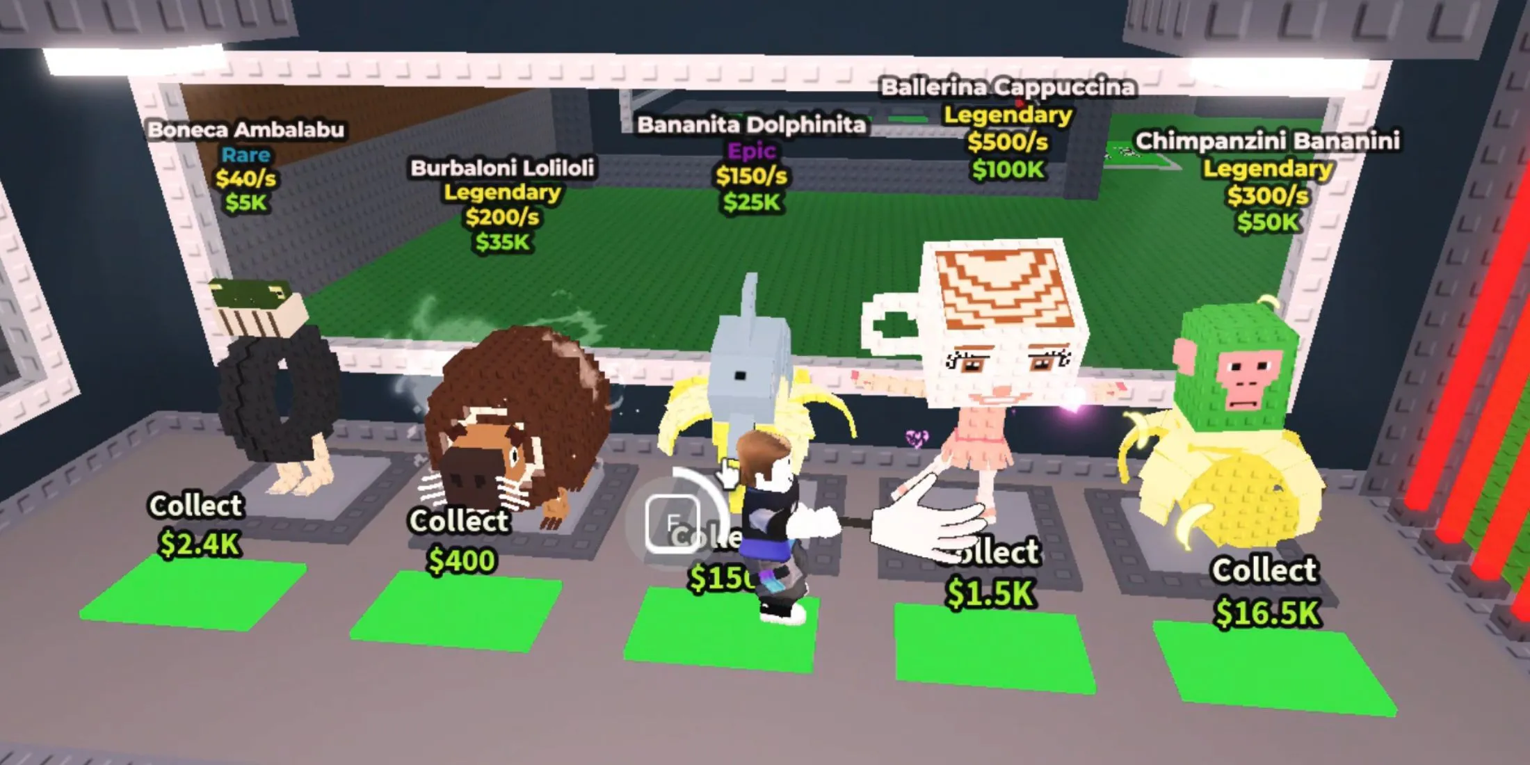 Giao diện Steal a Brainrot trên Roblox, biểu tượng meme và gameplay săn kho báu