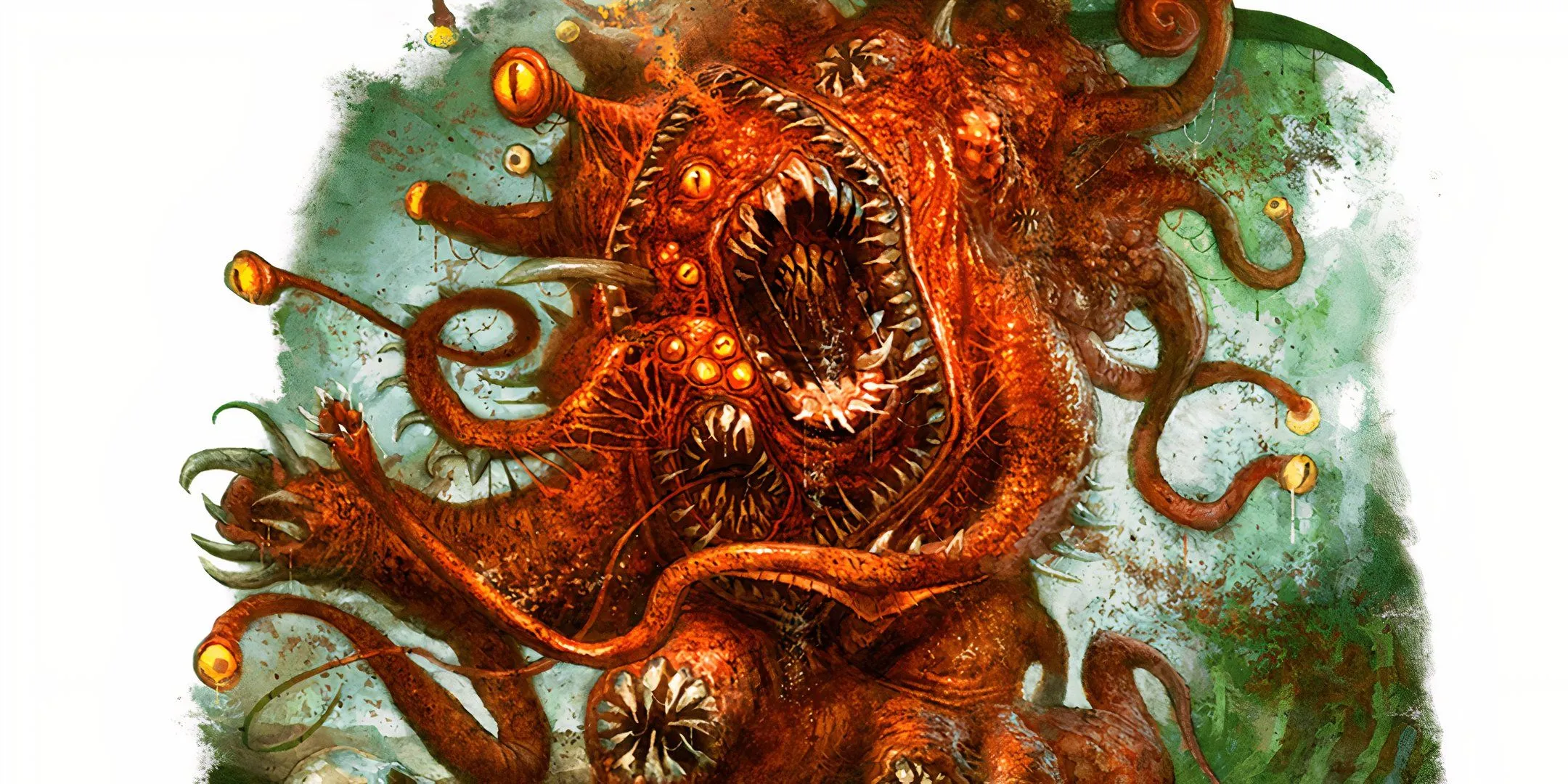 Gibbering Mouther với nhiều mắt và răng, phát ra tiếng cười điên loạn trong D&amp;D.