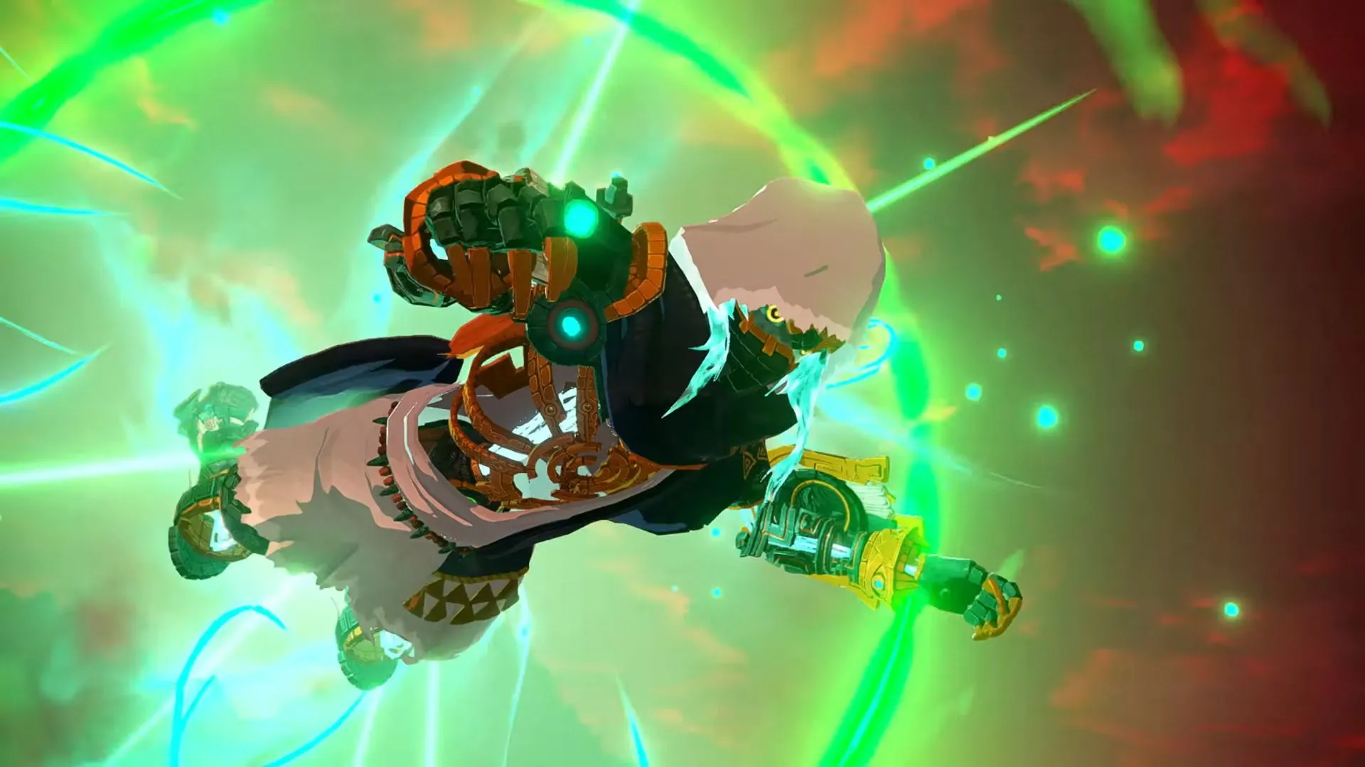 Góc cận mặt của nhân vật Construct trong trailer, gợi liên tưởng đến Link nhưng mang vẻ bí ẩn