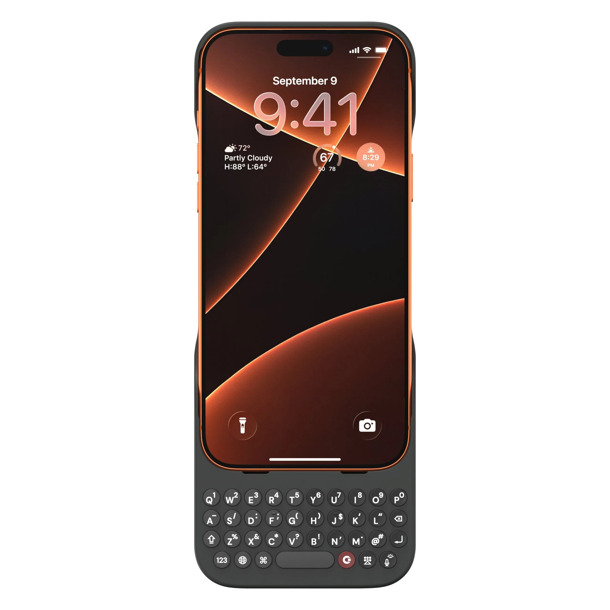 Góc nhìn trước của Clicks trên iPhone 17 Pro, tông màu Onyx.