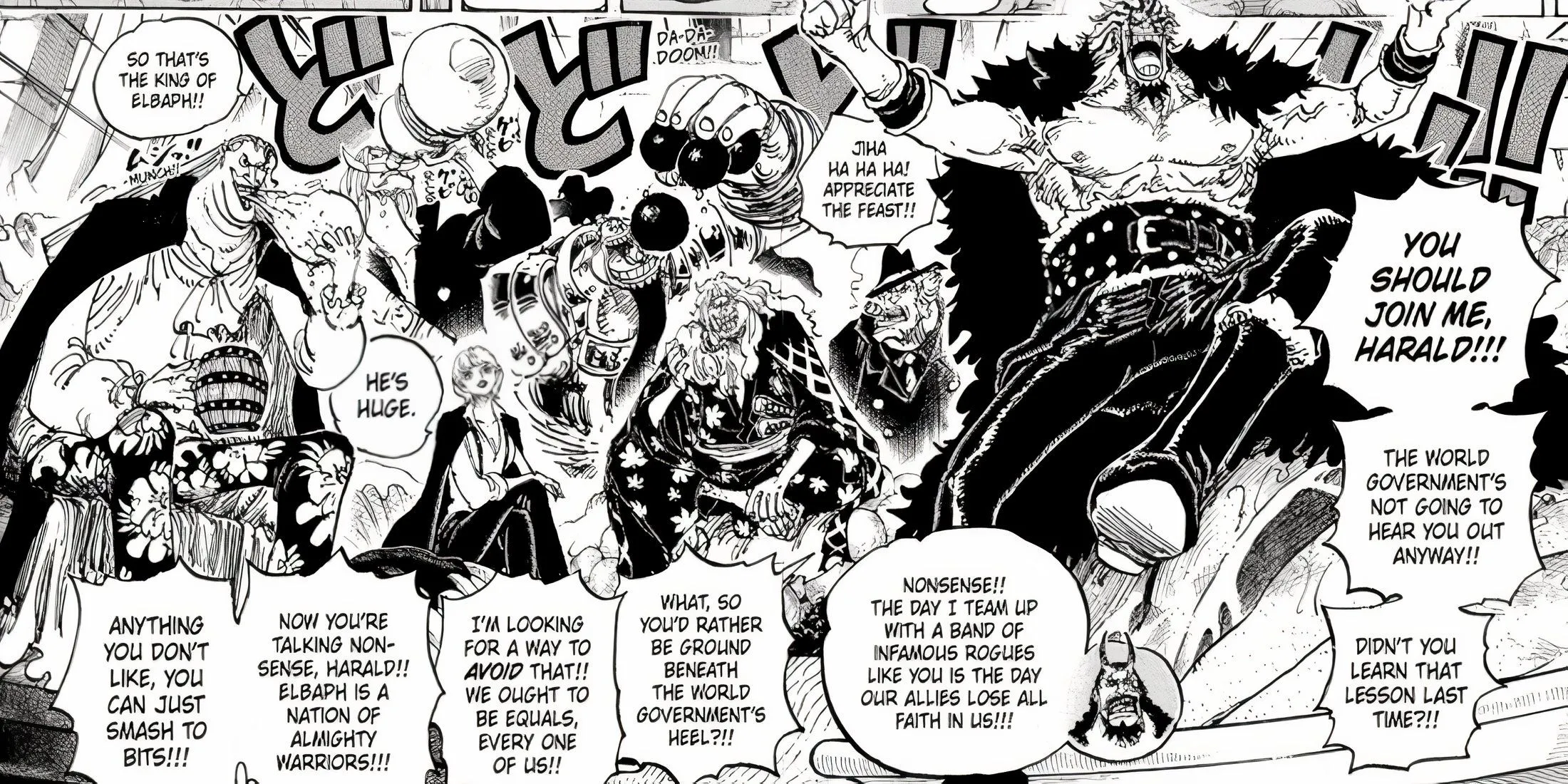 Hình ảnh leak Rocks Pirates với Ganzui và manh mối về Bomu Bomu no Mi