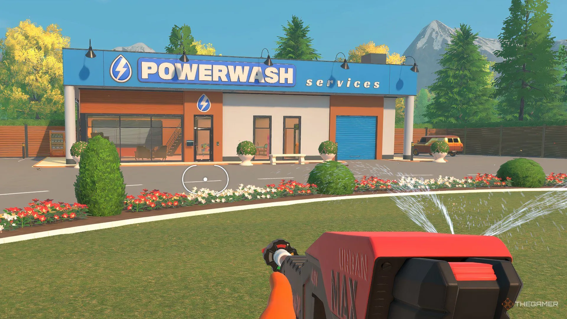 Home base với chiếc van tuỳ biến bên ngoài trong PowerWash Simulator 2