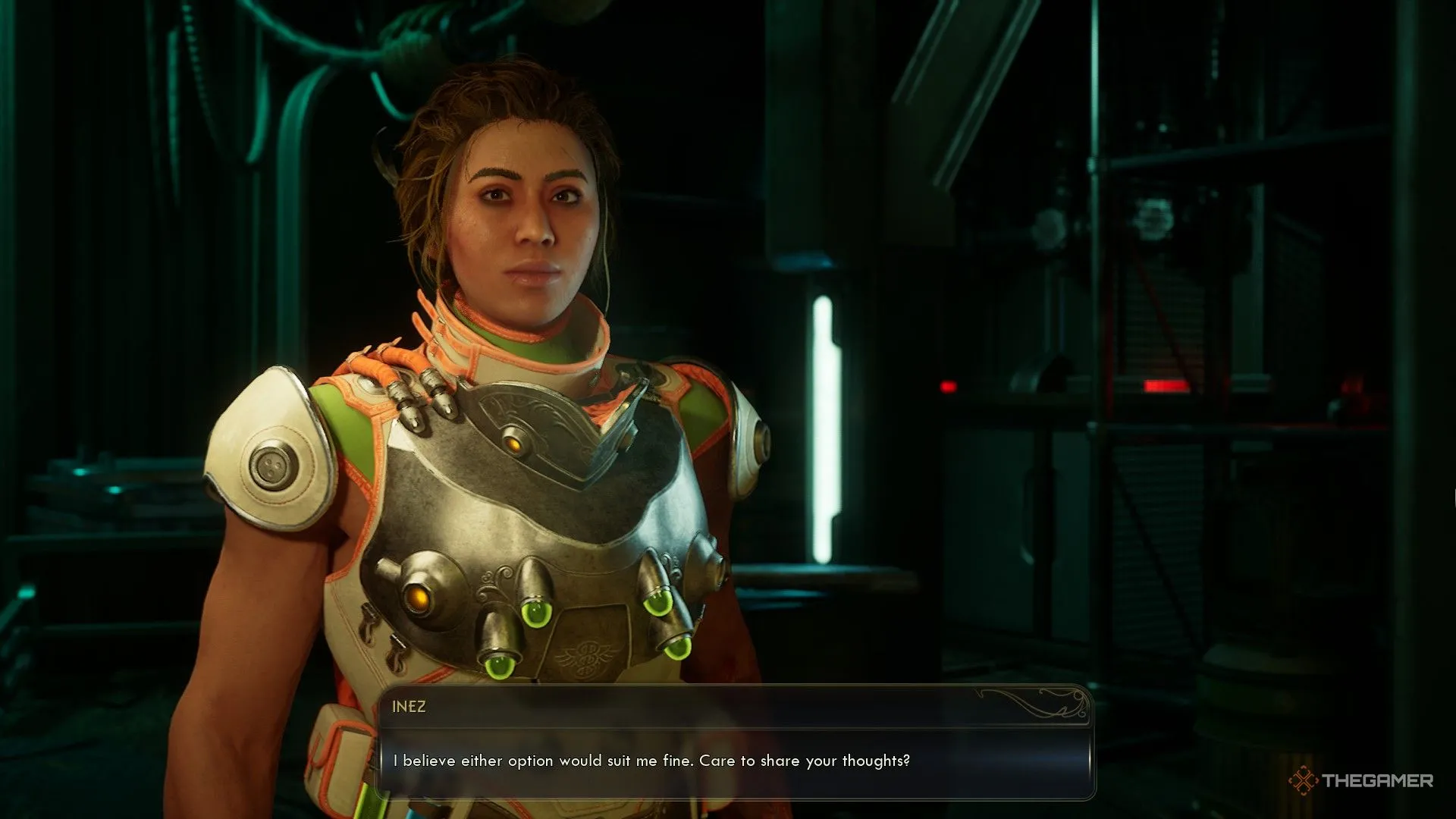 Inez hỏi bạn về việc cấy ghép và hiển thị hai tùy chọn nâng cấp khả năng chiến đấu