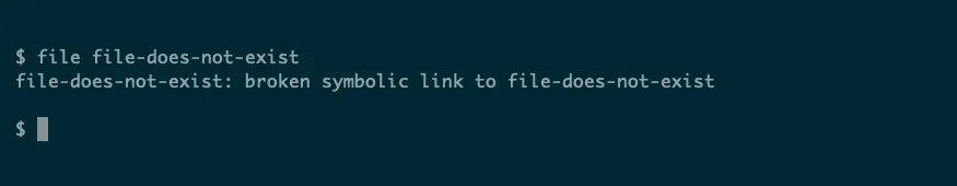 Kết quả lệnh file báo lỗi cho một symlink hỏng trên Linux