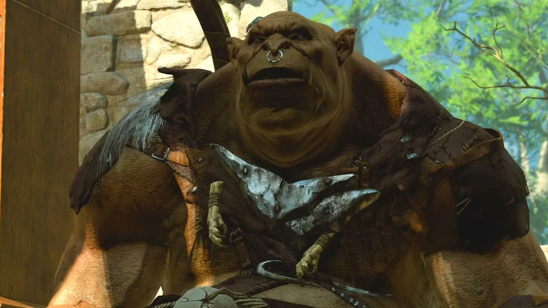 Lump, gã ogre khổng lồ, cầm chiếc sừng trong tay — biểu tượng của thỏa thuận và lòng tin