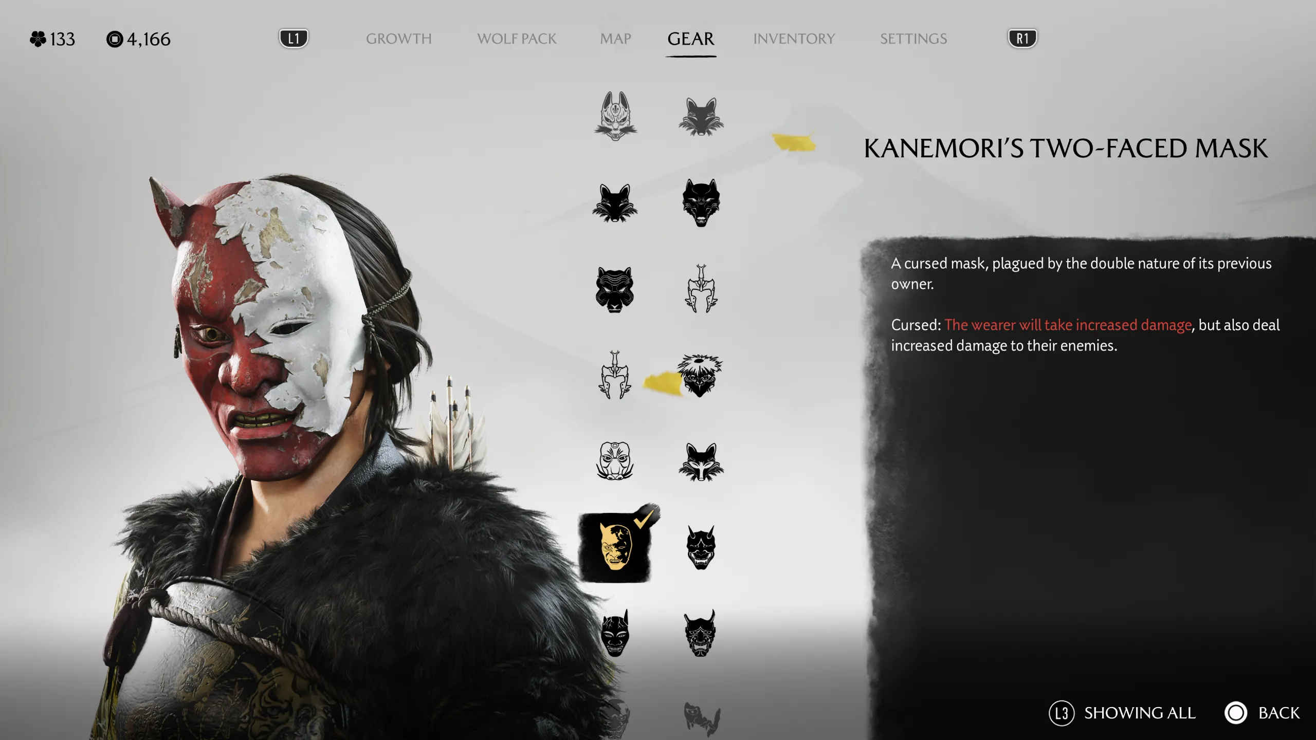 Mặt Nạ Hai Mặt của Kanemori, tăng gấp đôi sát thương nhưng cũng tăng gấp đôi tổn thương nhận