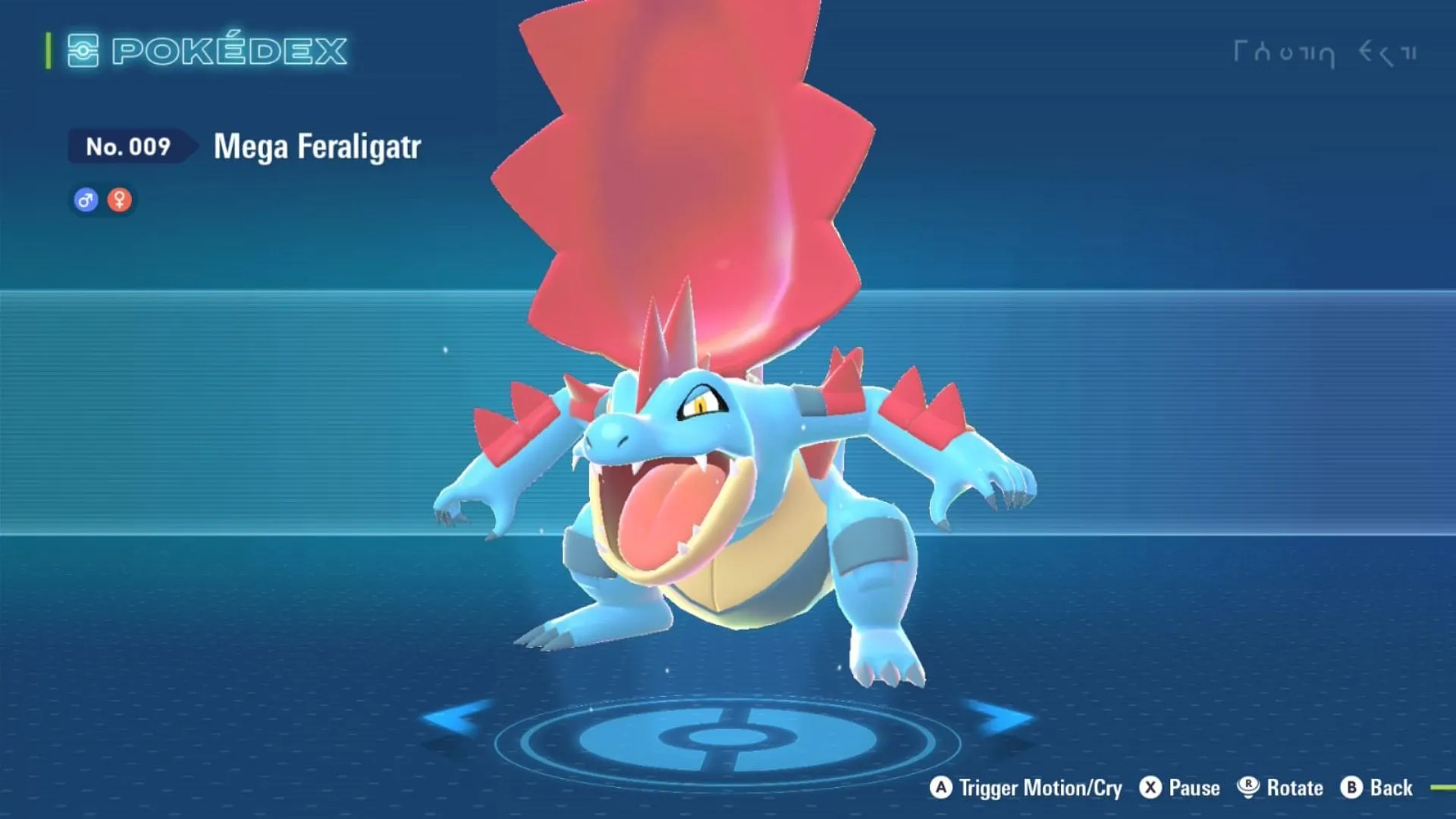 Mega Feraligatr với kiểu dáng Dragon/Water, bộ hàm mạnh mẽ