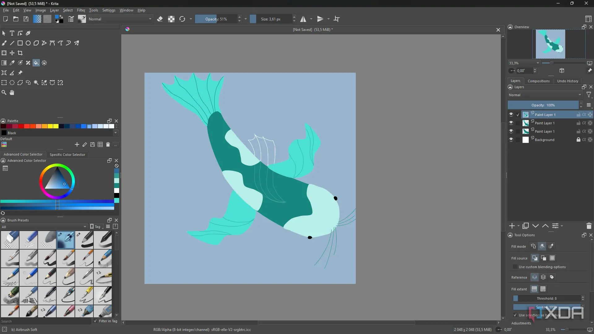 Minh họa cá vẽ trong Krita cho concept art