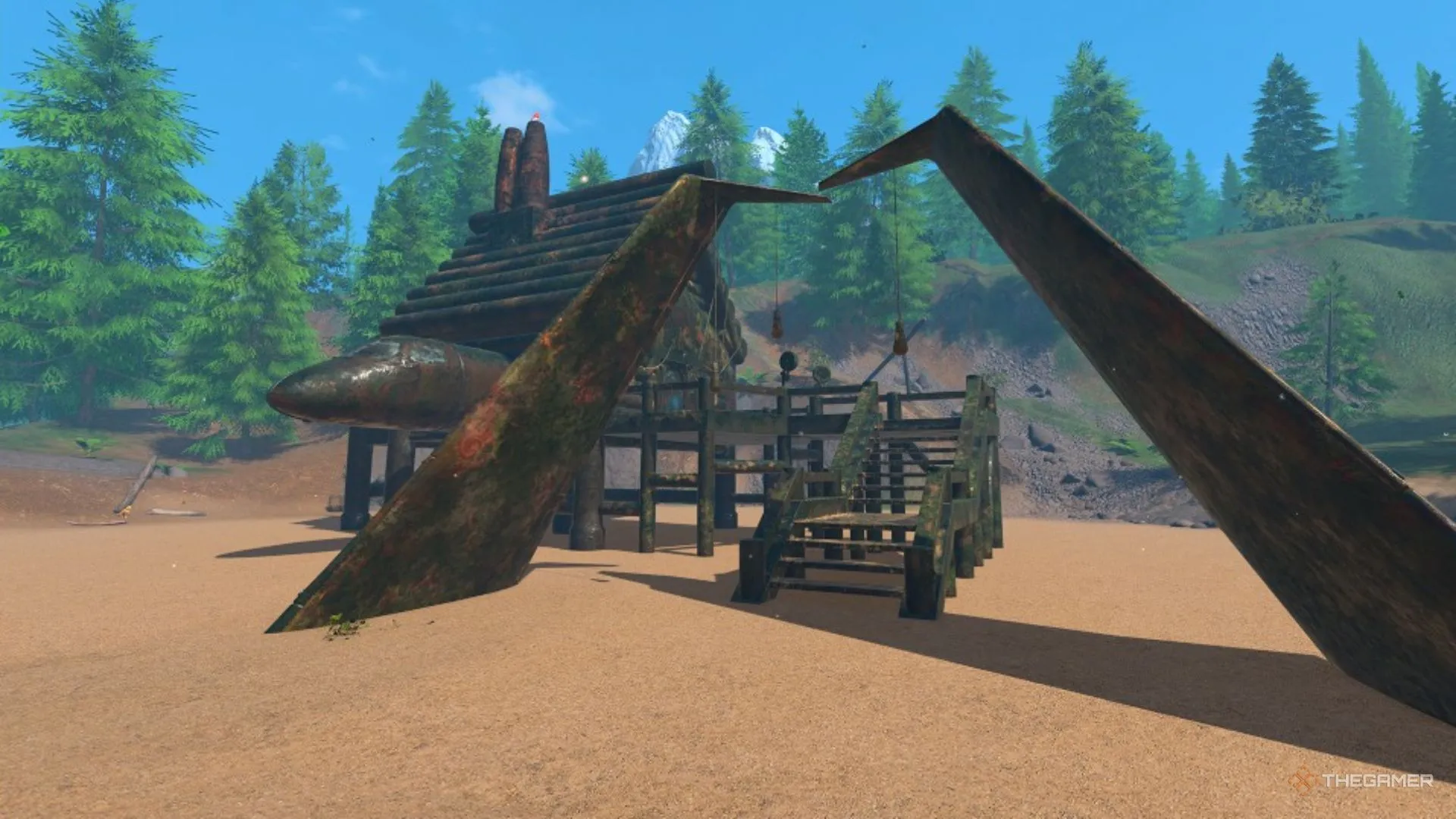 Ngôi nhà làm từ máy bay, khung gỗ nâng cao với chi tiết kim loại bẩn