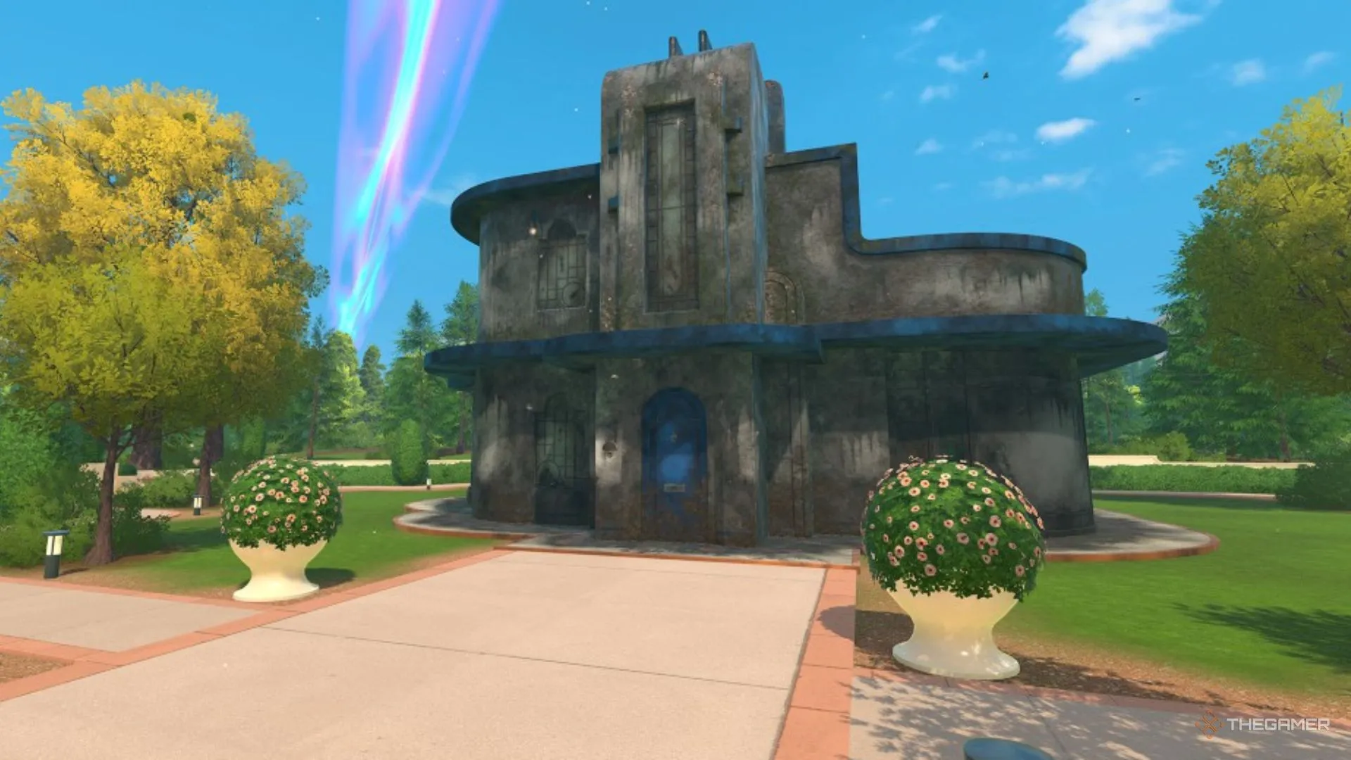 Ngôi nhà phong cách Art Deco phủ đầy lớp bụi sau khi bị tia &quot;dirtification&quot; trong PowerWash Simulator 2