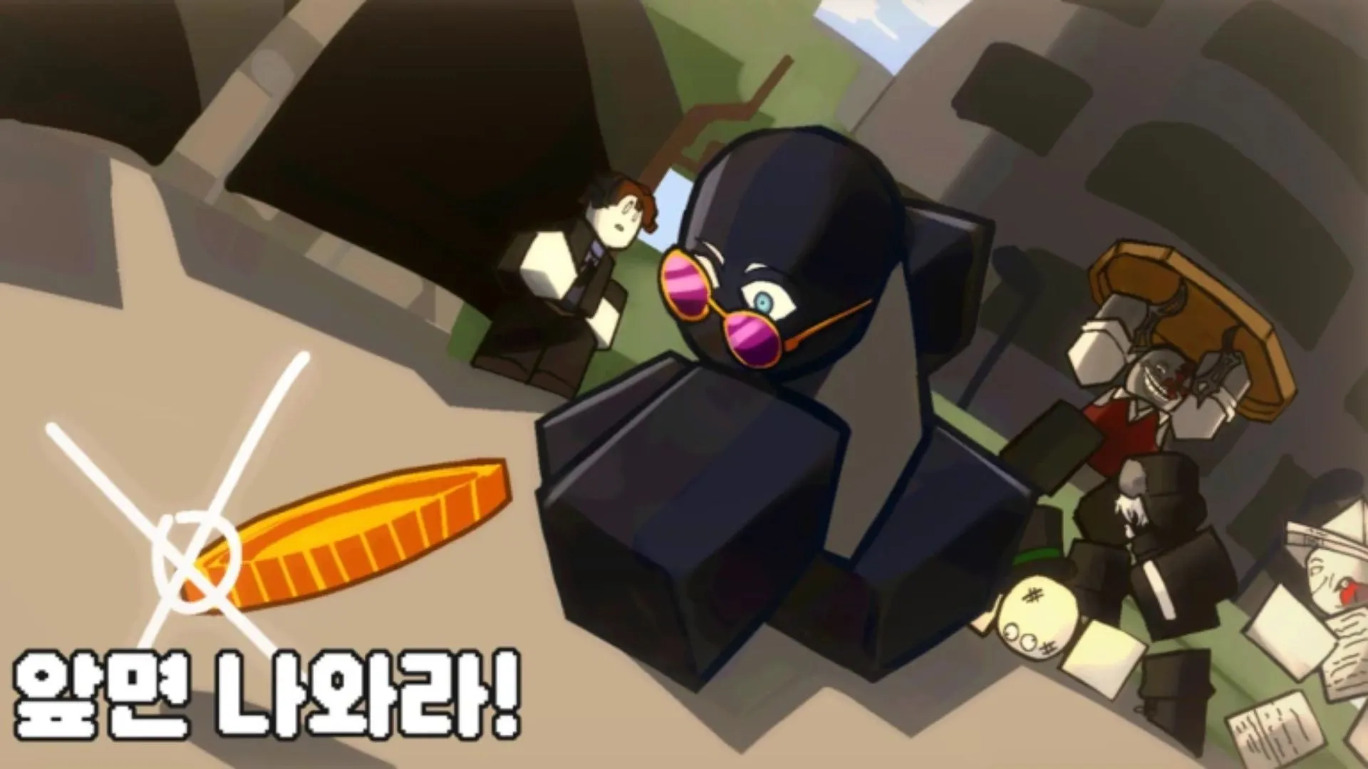 Nhân vật Heads, Please đang cầm tiền trong game, minh họa phần thưởng mã Yut và Enchant Book