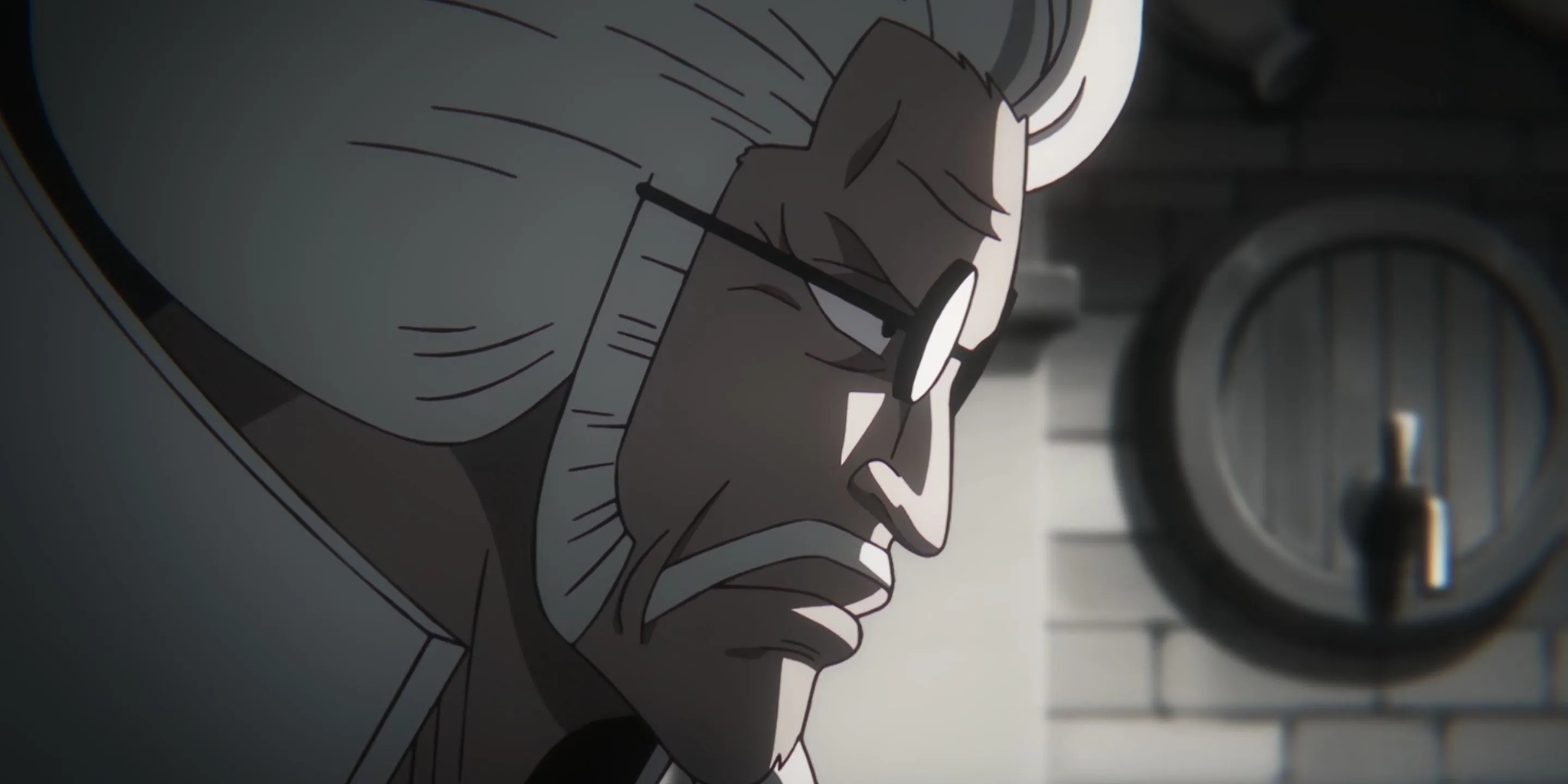 Sengoku với vẻ nghiêm nghị, thể hiện uy quyền của một cựu Fleet Admiral và Hito Hito no Mi