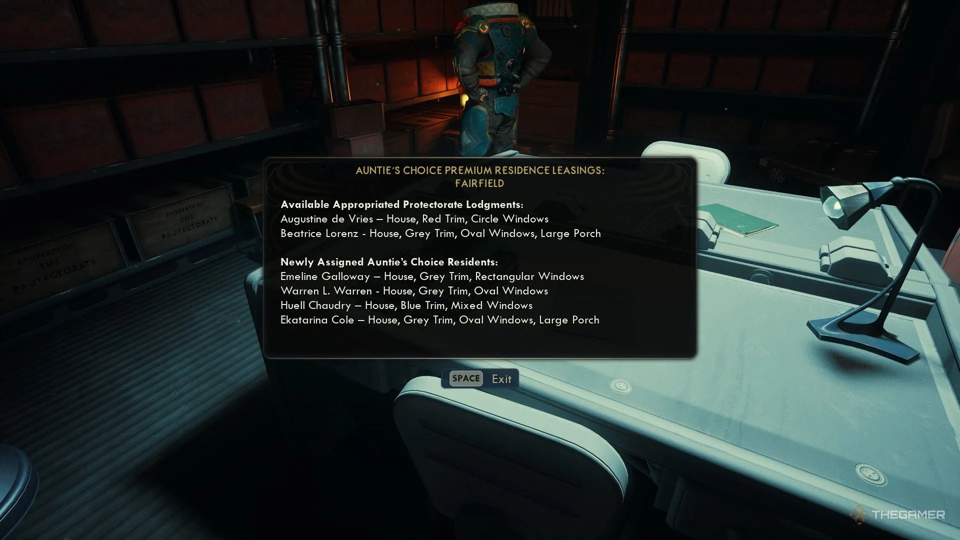 Thông báo vị trí cư trú NPC trong Fairfield, giúp người chơi xác định nhà cũ của de Vries và manh mối