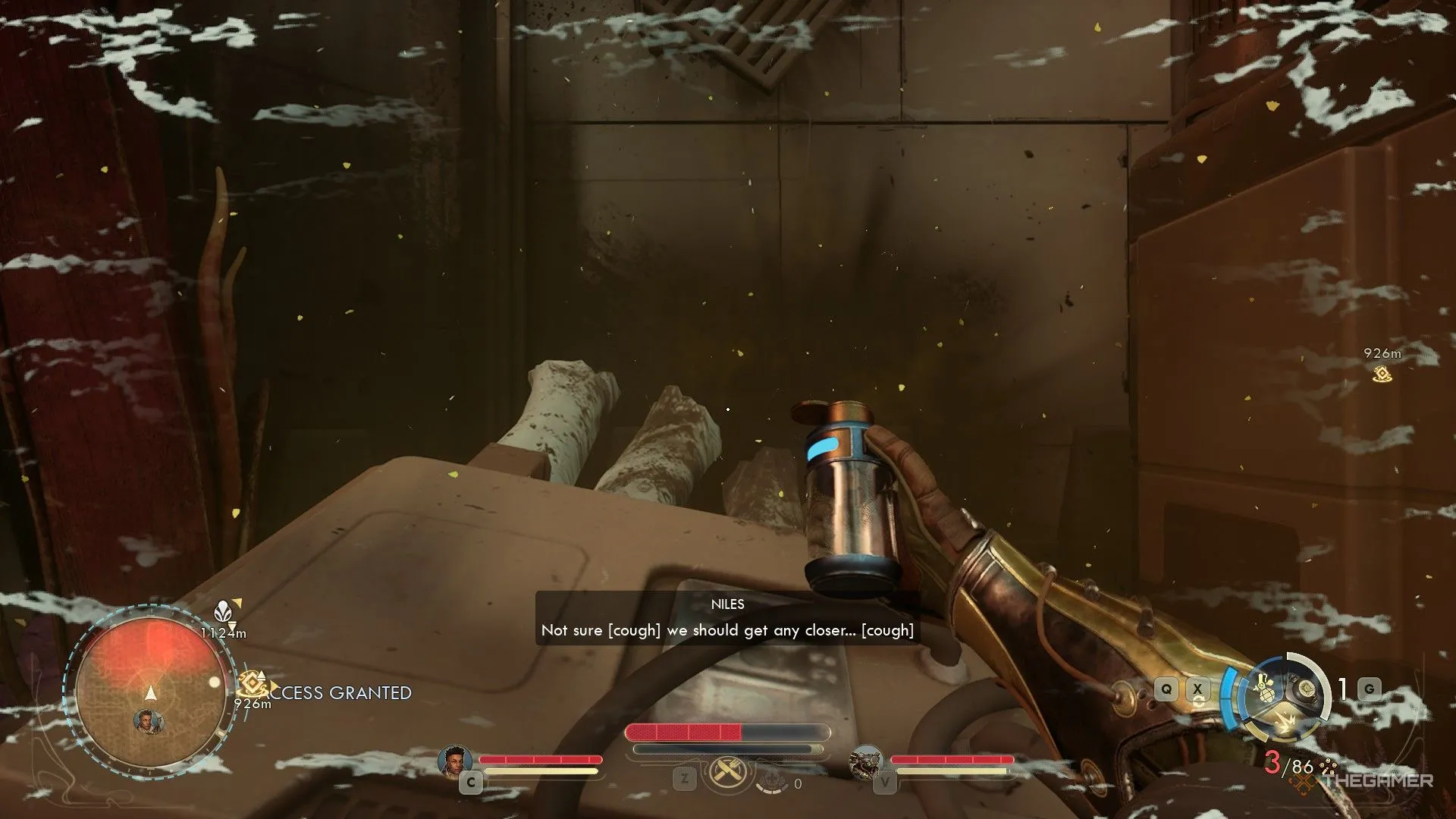 Thu thập mẫu khí độc Zyranium trong khi đồng hành nhắc tránh lại gần