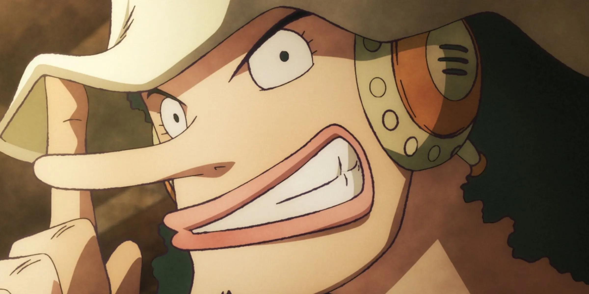 Usopp sau timeskip với tư thế chuẩn bị bắn, biểu tượng cho kỹ năng xạ thủ và tiềm năng nâng cấp Haki