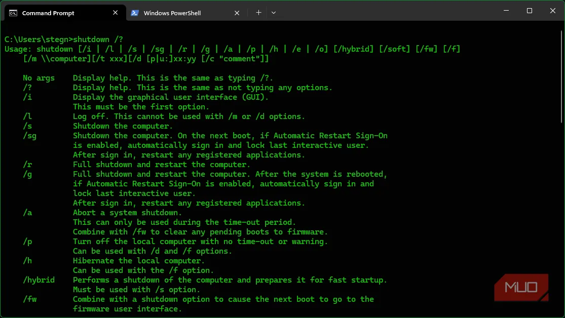 Ví dụ lệnh shutdown trong Command Prompt để lên lịch tắt máy Windows